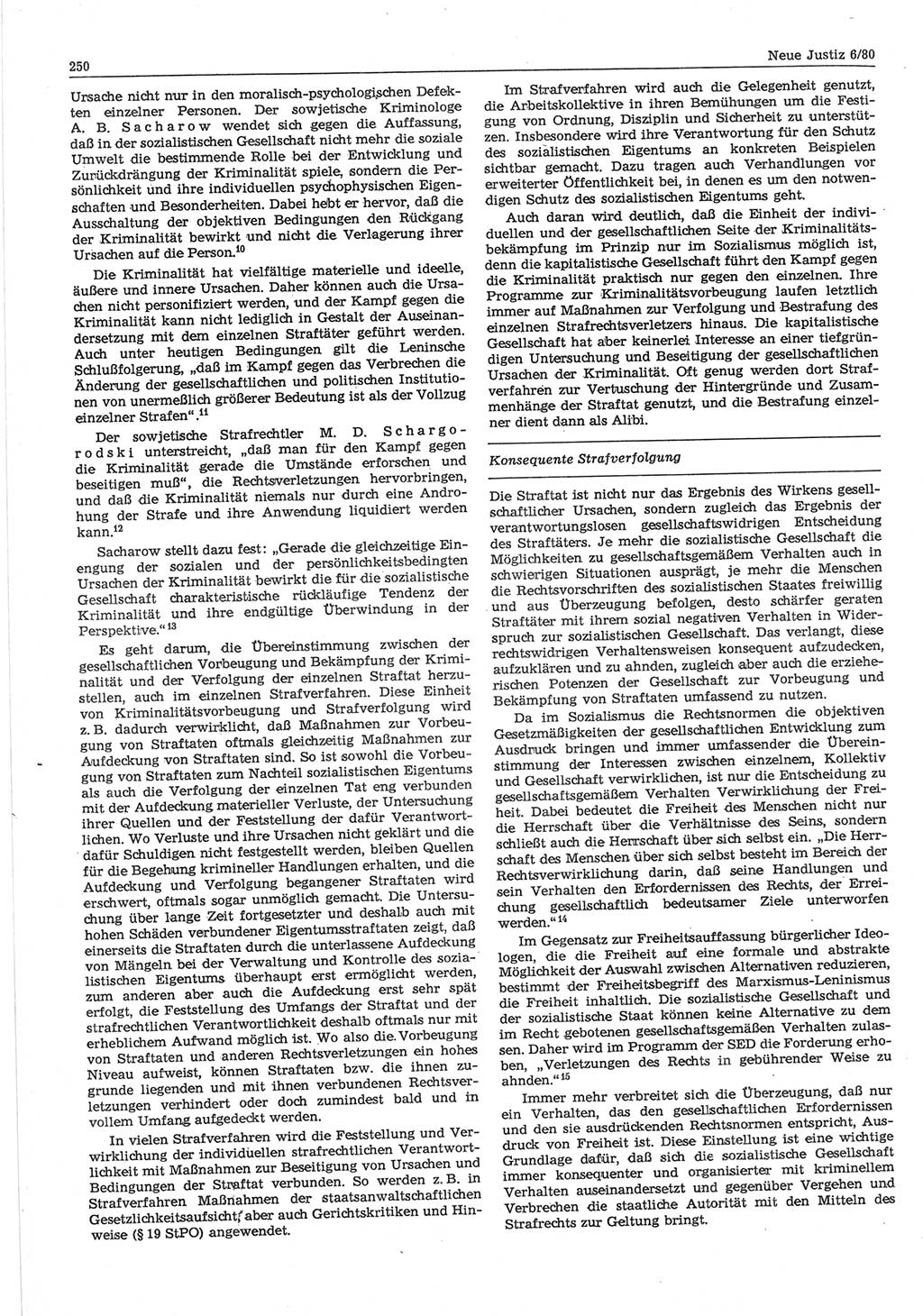 Neue Justiz (NJ), Zeitschrift für sozialistisches Recht und Gesetzlichkeit [Deutsche Demokratische Republik (DDR)], 34. Jahrgang 1980, Seite 250 (NJ DDR 1980, S. 250)