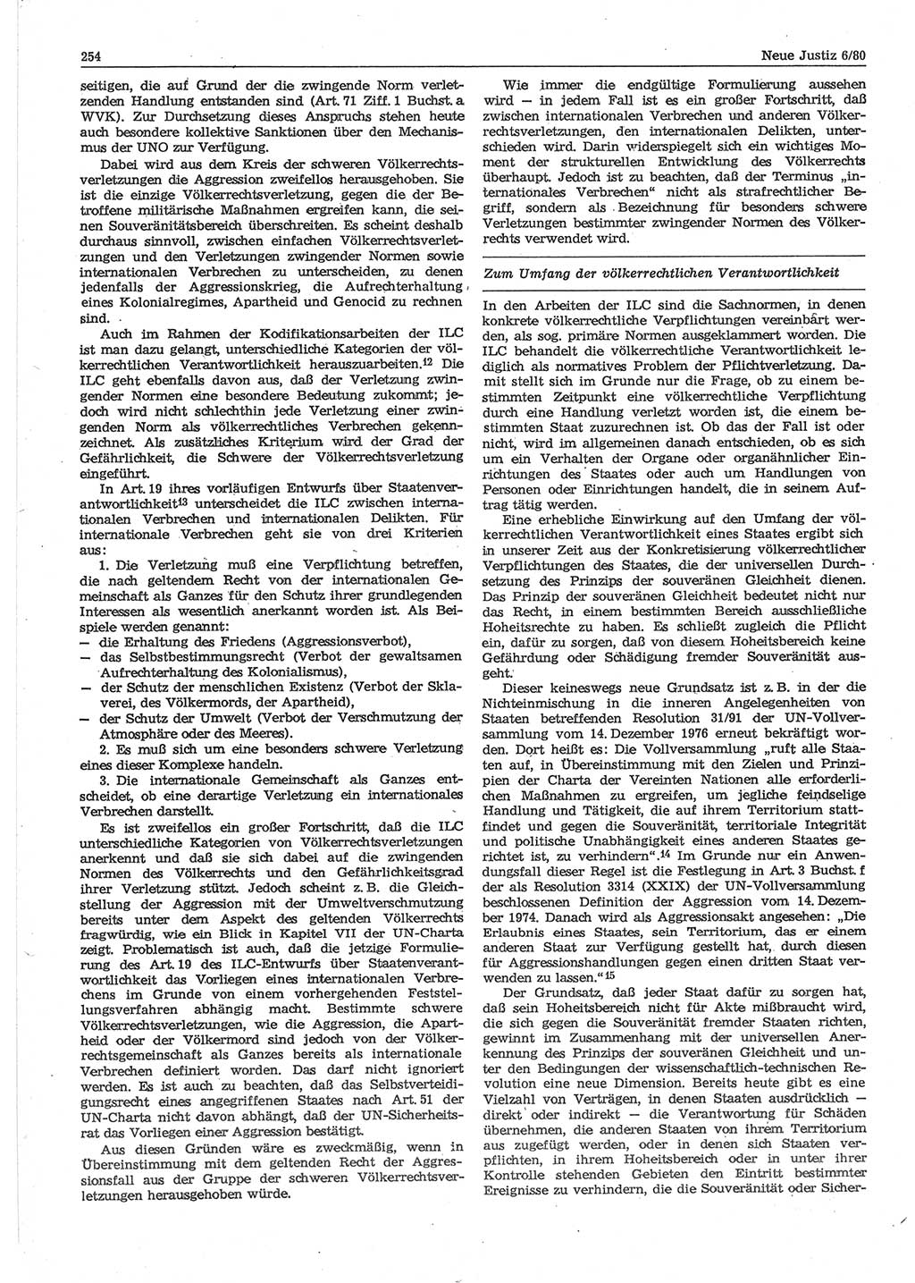 Neue Justiz (NJ), Zeitschrift für sozialistisches Recht und Gesetzlichkeit [Deutsche Demokratische Republik (DDR)], 34. Jahrgang 1980, Seite 254 (NJ DDR 1980, S. 254)