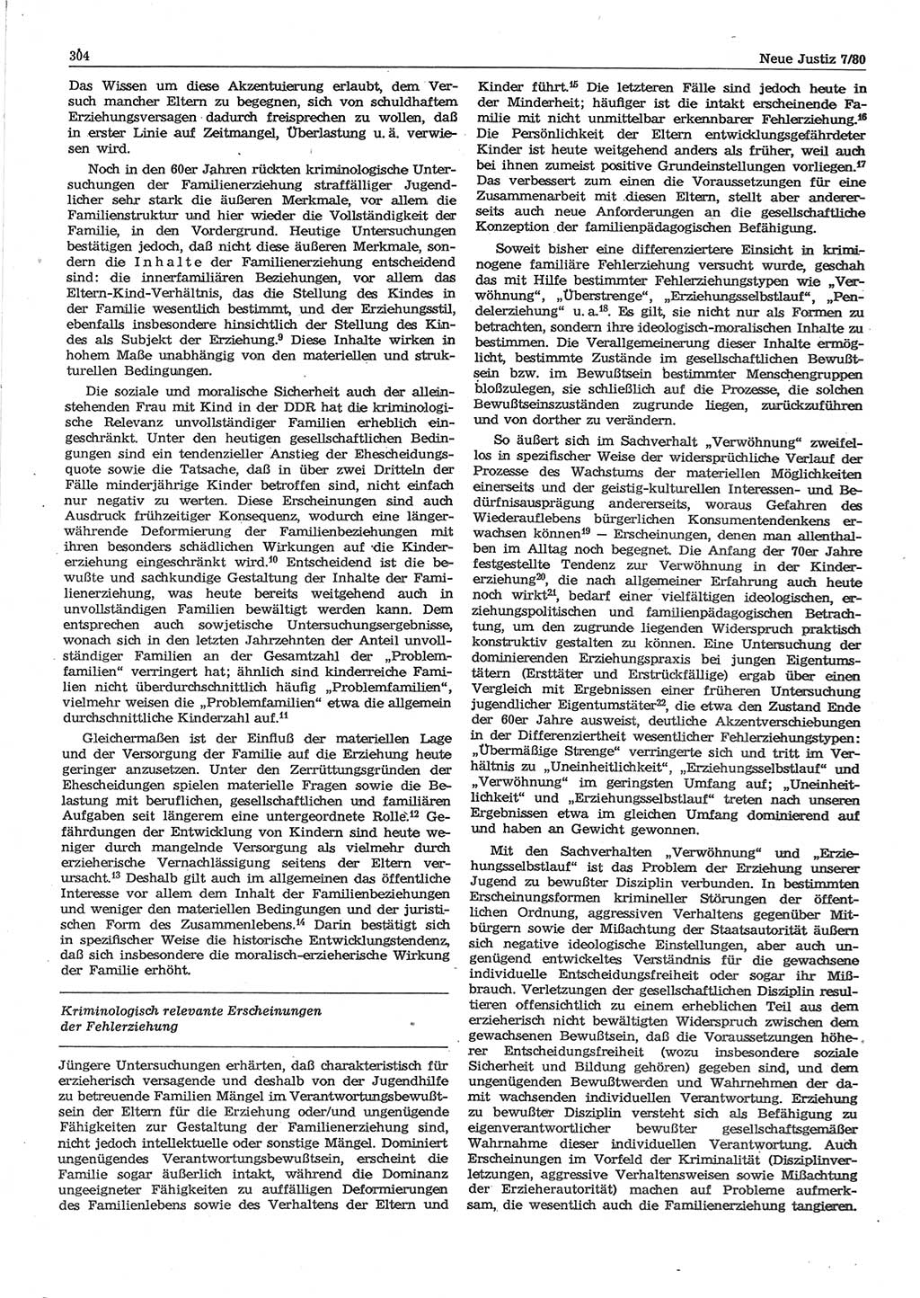 Neue Justiz (NJ), Zeitschrift für sozialistisches Recht und Gesetzlichkeit [Deutsche Demokratische Republik (DDR)], 34. Jahrgang 1980, Seite 304 (NJ DDR 1980, S. 304)