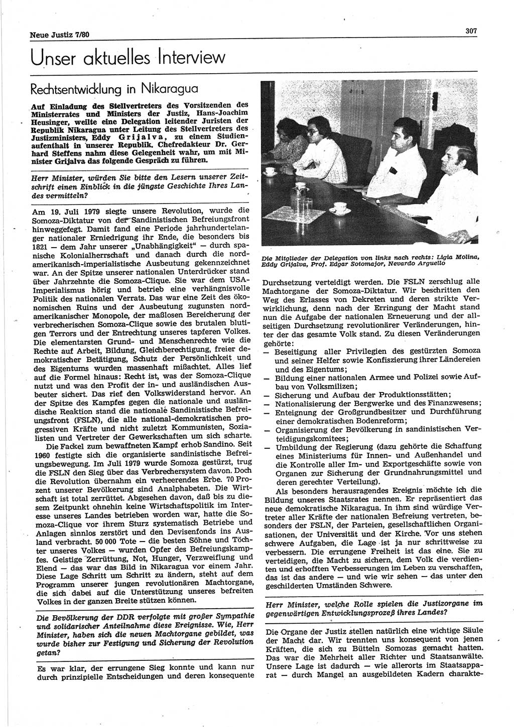 Neue Justiz (NJ), Zeitschrift für sozialistisches Recht und Gesetzlichkeit [Deutsche Demokratische Republik (DDR)], 34. Jahrgang 1980, Seite 307 (NJ DDR 1980, S. 307)