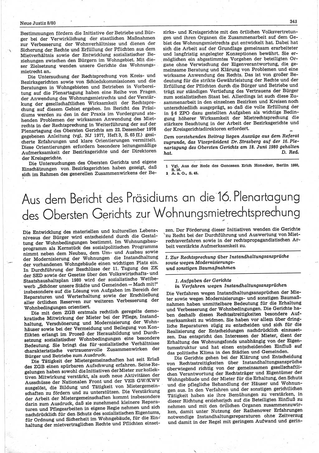 Neue Justiz (NJ), Zeitschrift für sozialistisches Recht und Gesetzlichkeit [Deutsche Demokratische Republik (DDR)], 34. Jahrgang 1980, Seite 343 (NJ DDR 1980, S. 343)