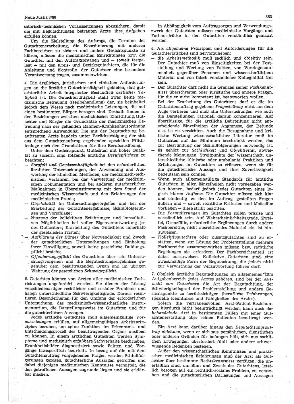 Neue Justiz (NJ), Zeitschrift für sozialistisches Recht und Gesetzlichkeit [Deutsche Demokratische Republik (DDR)], 34. Jahrgang 1980, Seite 363 (NJ DDR 1980, S. 363)