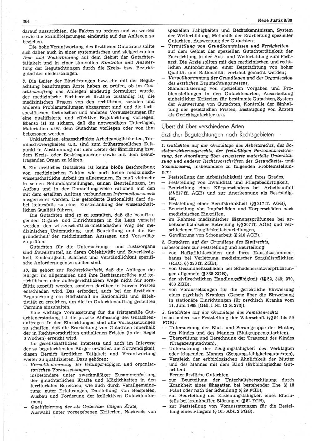 Neue Justiz (NJ), Zeitschrift für sozialistisches Recht und Gesetzlichkeit [Deutsche Demokratische Republik (DDR)], 34. Jahrgang 1980, Seite 364 (NJ DDR 1980, S. 364)