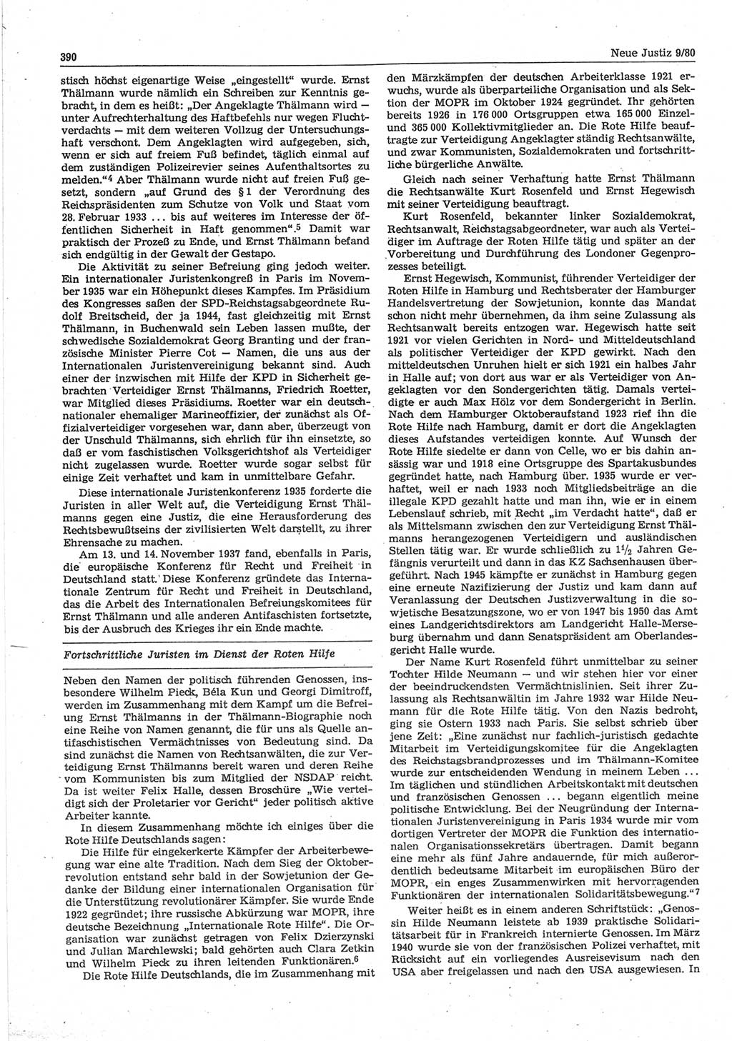 Neue Justiz (NJ), Zeitschrift für sozialistisches Recht und Gesetzlichkeit [Deutsche Demokratische Republik (DDR)], 34. Jahrgang 1980, Seite 390 (NJ DDR 1980, S. 390)