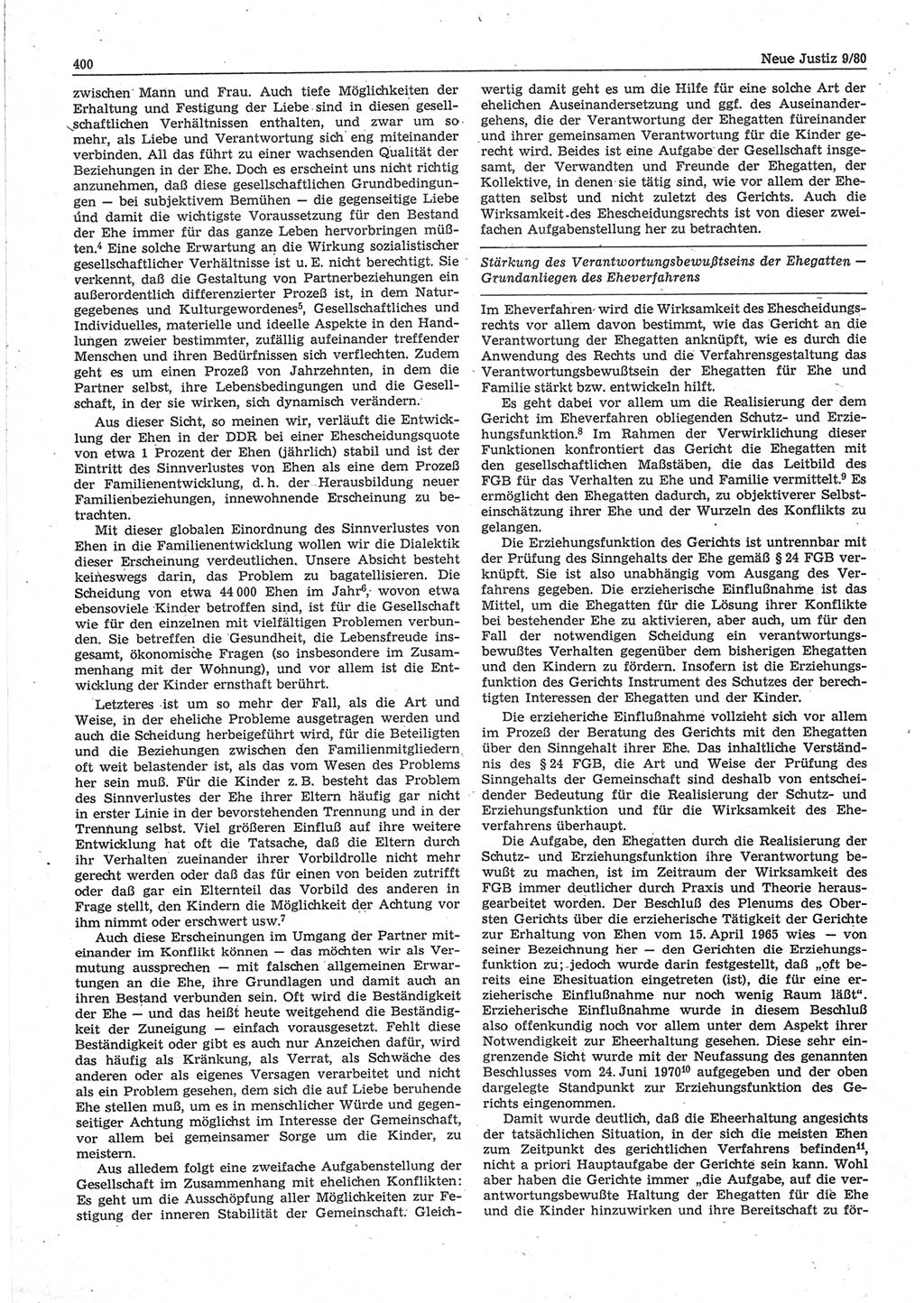 Neue Justiz (NJ), Zeitschrift für sozialistisches Recht und Gesetzlichkeit [Deutsche Demokratische Republik (DDR)], 34. Jahrgang 1980, Seite 400 (NJ DDR 1980, S. 400)
