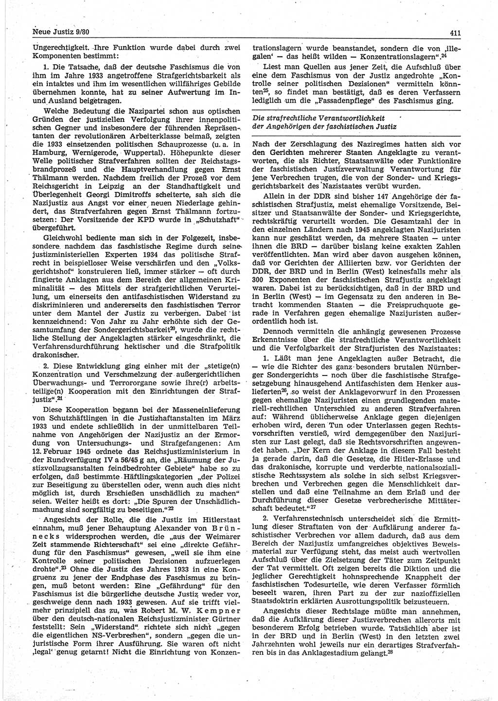 Neue Justiz (NJ), Zeitschrift für sozialistisches Recht und Gesetzlichkeit [Deutsche Demokratische Republik (DDR)], 34. Jahrgang 1980, Seite 411 (NJ DDR 1980, S. 411)