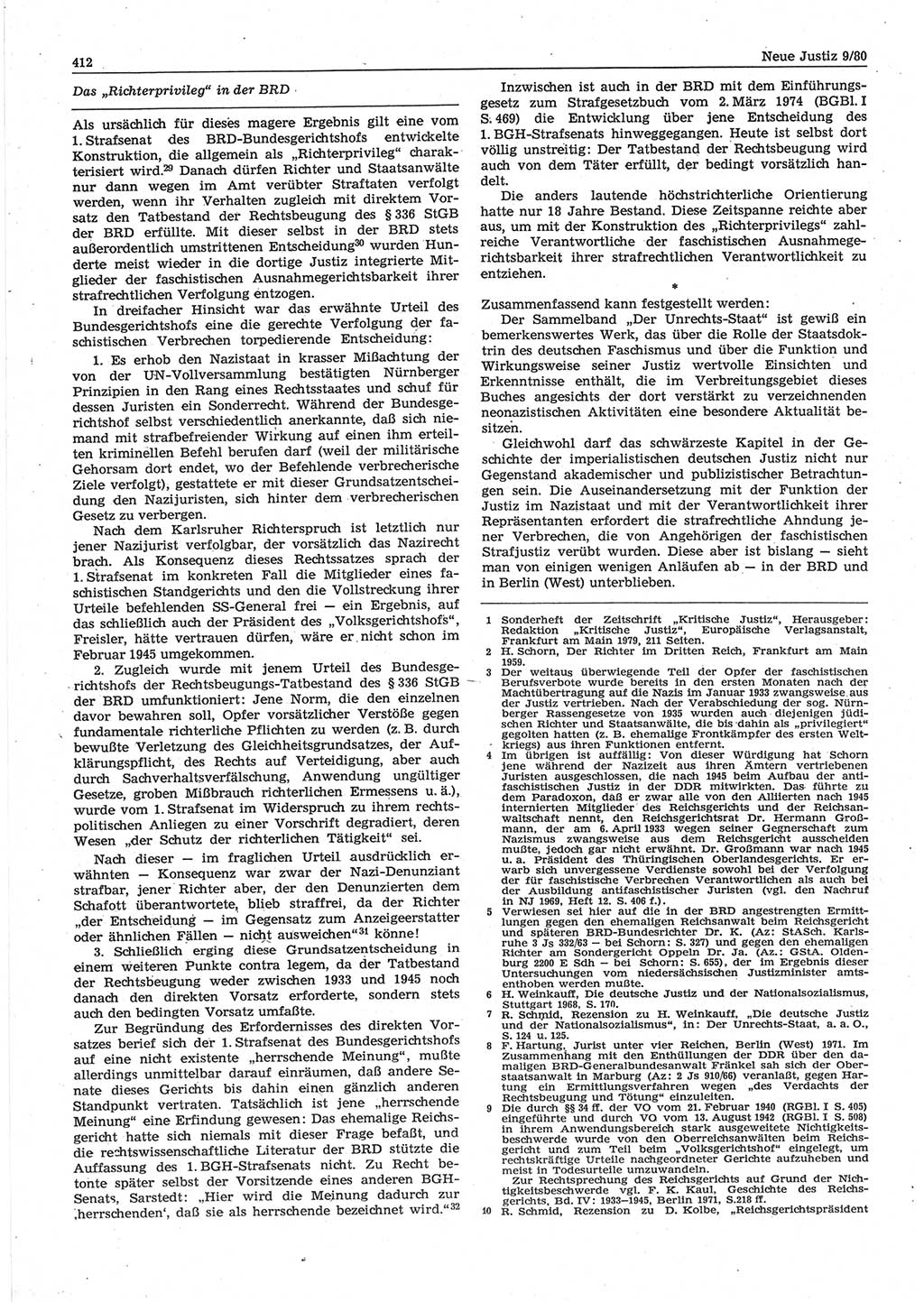 Neue Justiz (NJ), Zeitschrift für sozialistisches Recht und Gesetzlichkeit [Deutsche Demokratische Republik (DDR)], 34. Jahrgang 1980, Seite 412 (NJ DDR 1980, S. 412)