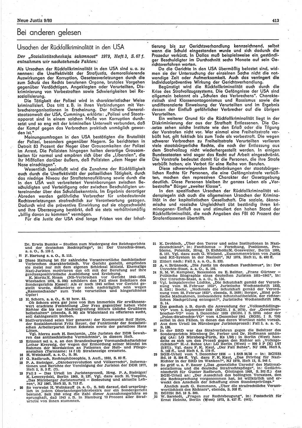 Neue Justiz (NJ), Zeitschrift für sozialistisches Recht und Gesetzlichkeit [Deutsche Demokratische Republik (DDR)], 34. Jahrgang 1980, Seite 413 (NJ DDR 1980, S. 413)