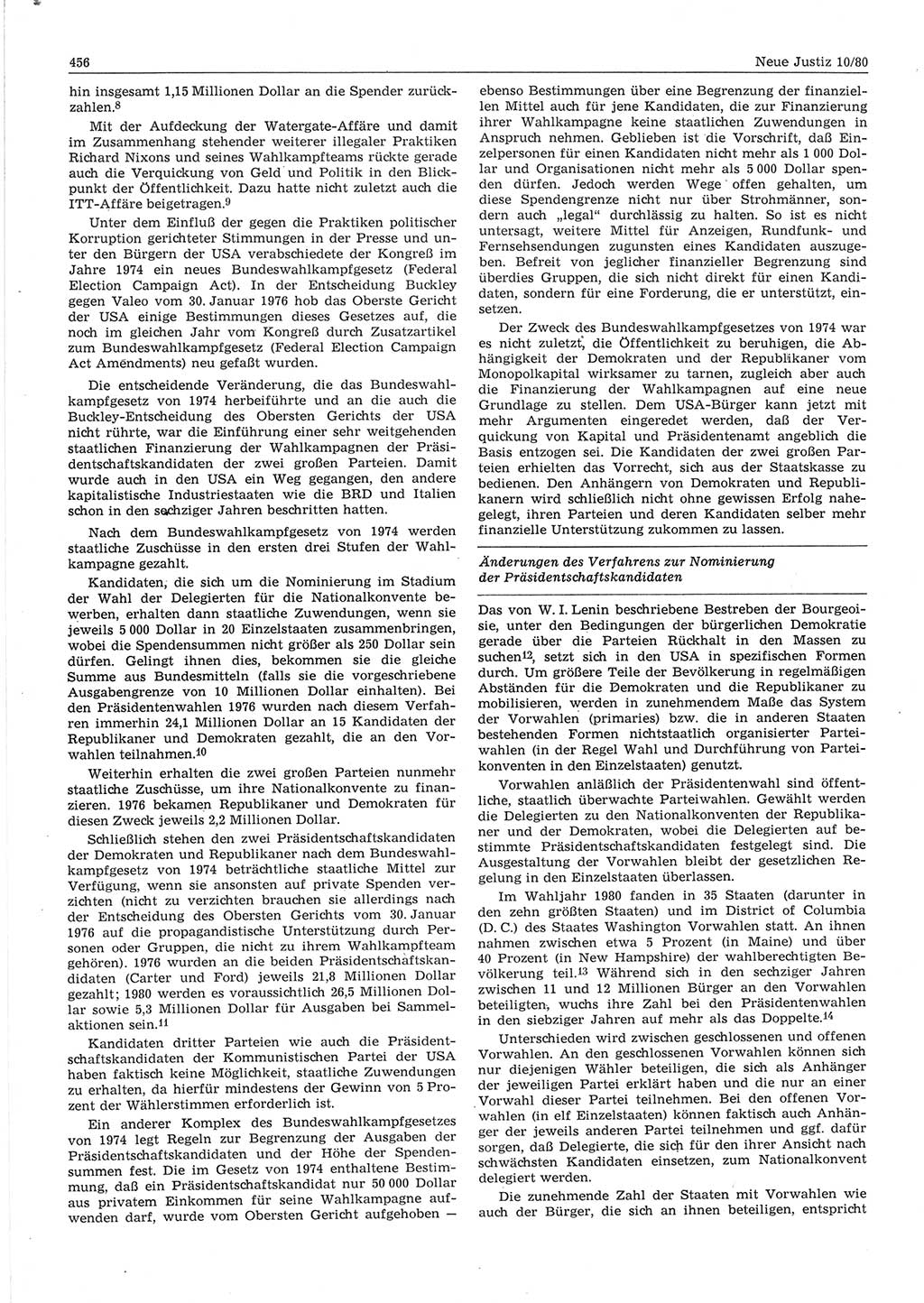 Neue Justiz (NJ), Zeitschrift für sozialistisches Recht und Gesetzlichkeit [Deutsche Demokratische Republik (DDR)], 34. Jahrgang 1980, Seite 456 (NJ DDR 1980, S. 456)