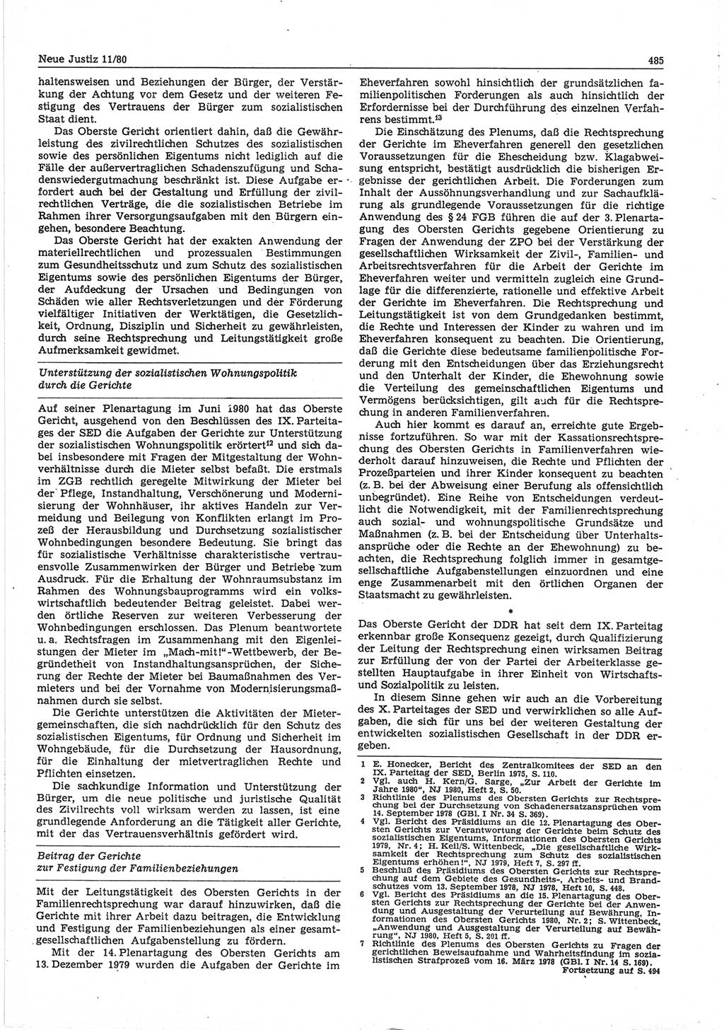 Neue Justiz (NJ), Zeitschrift für sozialistisches Recht und Gesetzlichkeit [Deutsche Demokratische Republik (DDR)], 34. Jahrgang 1980, Seite 485 (NJ DDR 1980, S. 485)