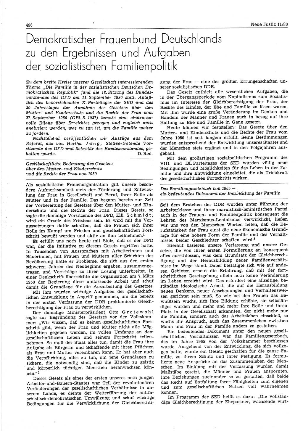 Neue Justiz (NJ), Zeitschrift für sozialistisches Recht und Gesetzlichkeit [Deutsche Demokratische Republik (DDR)], 34. Jahrgang 1980, Seite 486 (NJ DDR 1980, S. 486)
