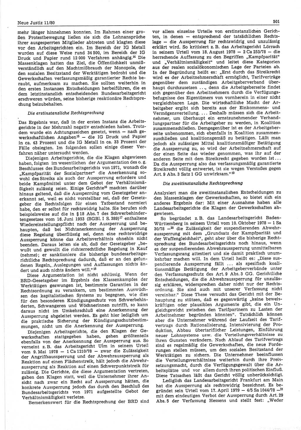 Neue Justiz (NJ), Zeitschrift für sozialistisches Recht und Gesetzlichkeit [Deutsche Demokratische Republik (DDR)], 34. Jahrgang 1980, Seite 501 (NJ DDR 1980, S. 501)