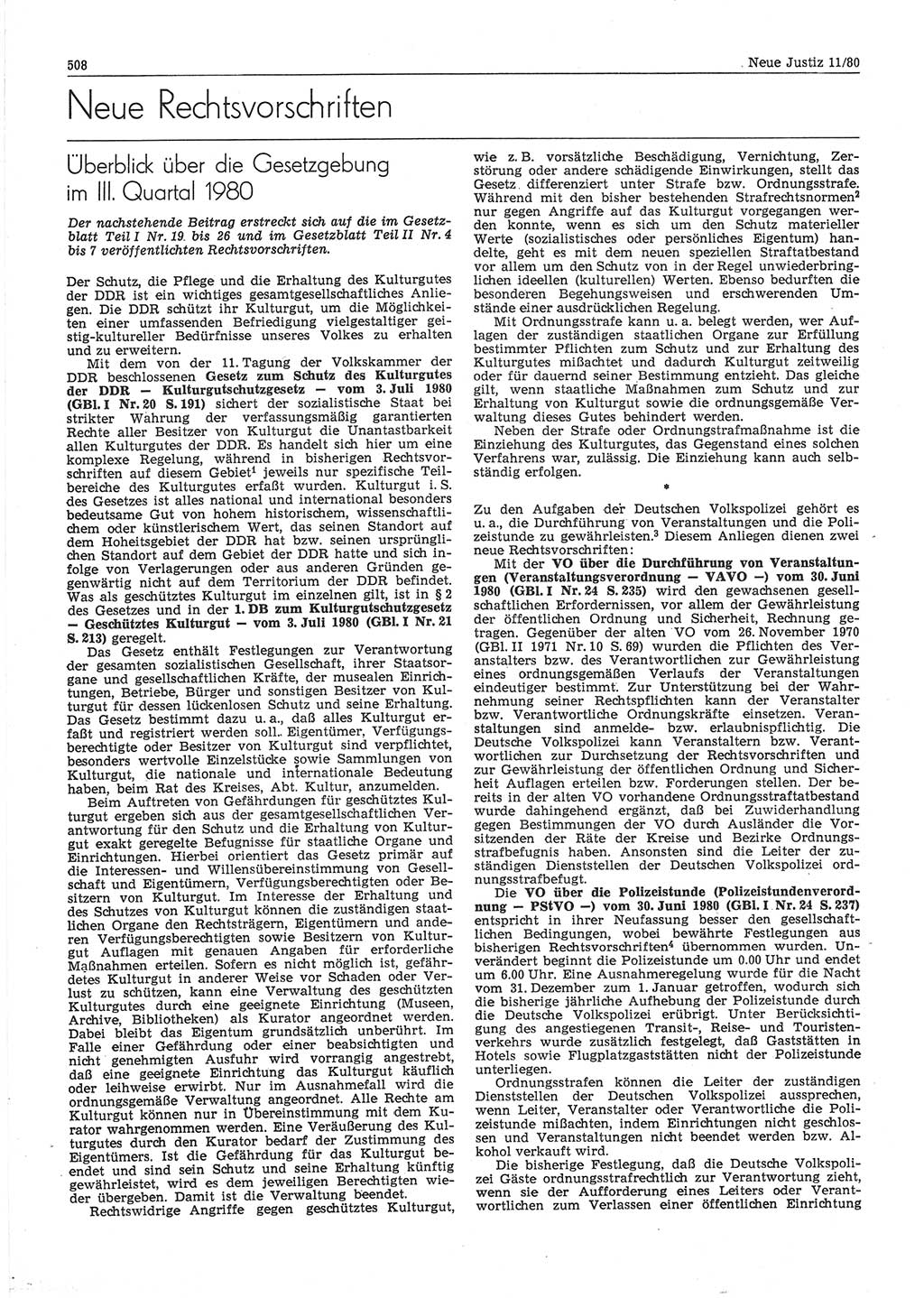 Neue Justiz (NJ), Zeitschrift für sozialistisches Recht und Gesetzlichkeit [Deutsche Demokratische Republik (DDR)], 34. Jahrgang 1980, Seite 508 (NJ DDR 1980, S. 508)