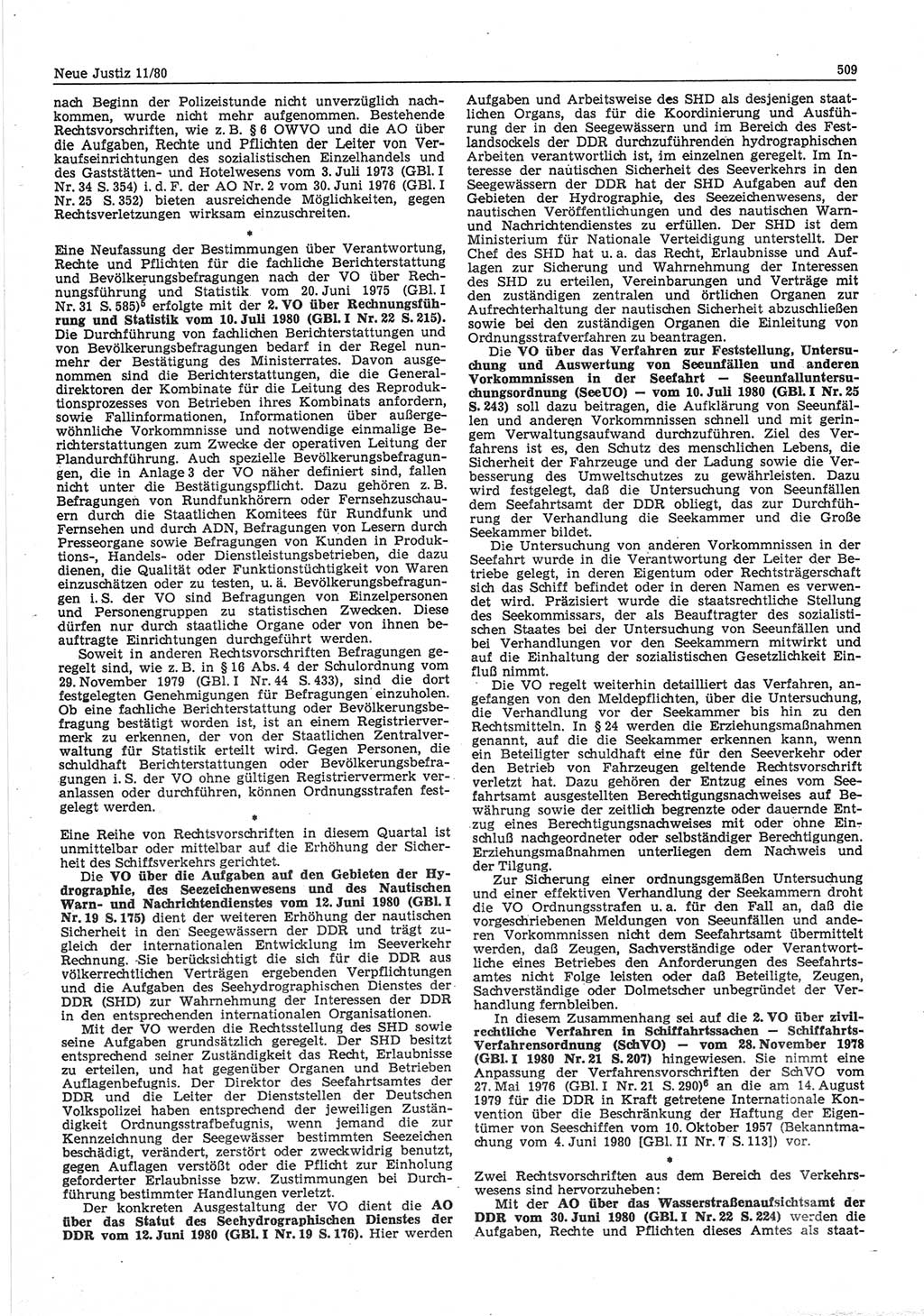 Neue Justiz (NJ), Zeitschrift für sozialistisches Recht und Gesetzlichkeit [Deutsche Demokratische Republik (DDR)], 34. Jahrgang 1980, Seite 509 (NJ DDR 1980, S. 509)