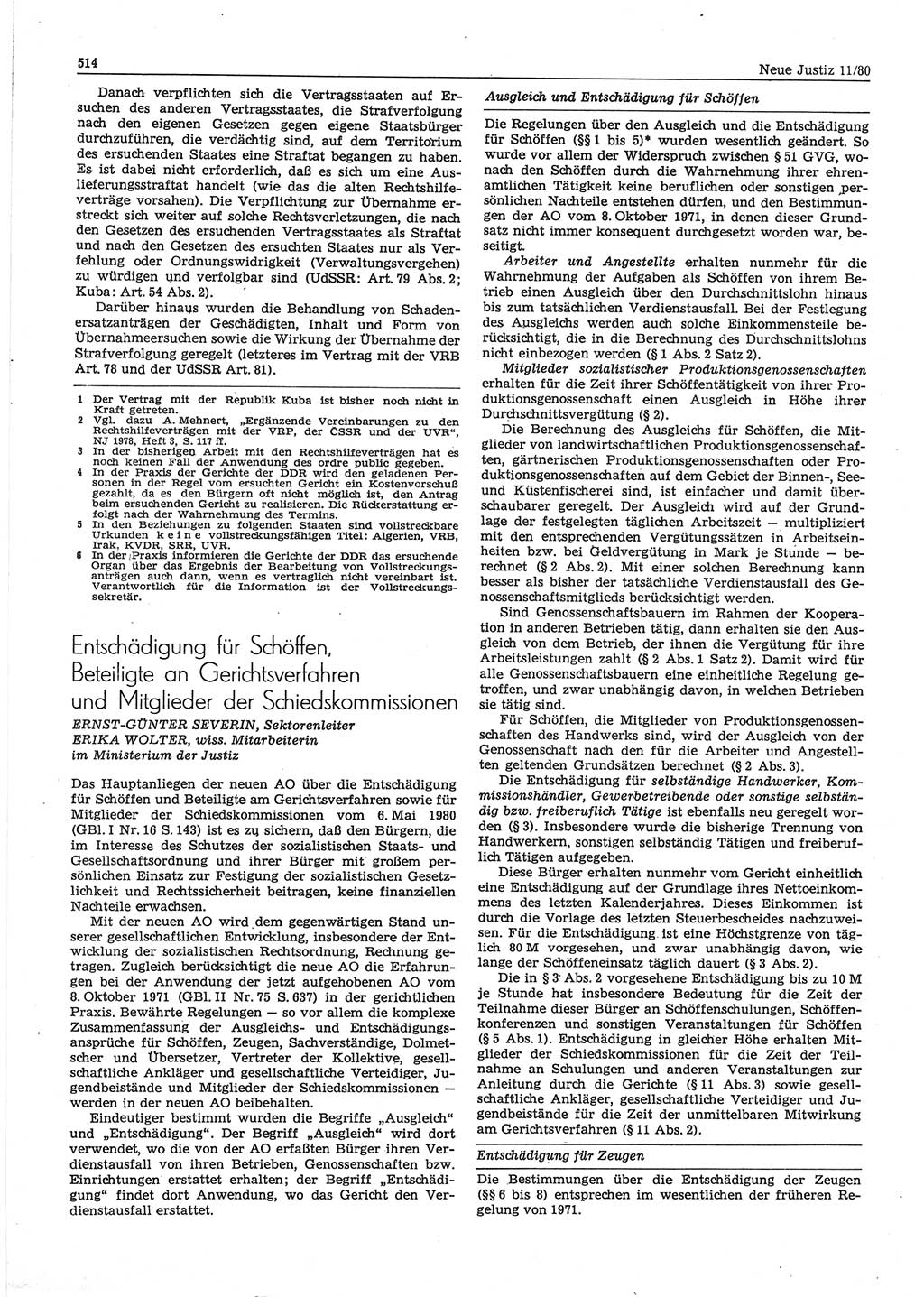 Neue Justiz (NJ), Zeitschrift für sozialistisches Recht und Gesetzlichkeit [Deutsche Demokratische Republik (DDR)], 34. Jahrgang 1980, Seite 514 (NJ DDR 1980, S. 514)