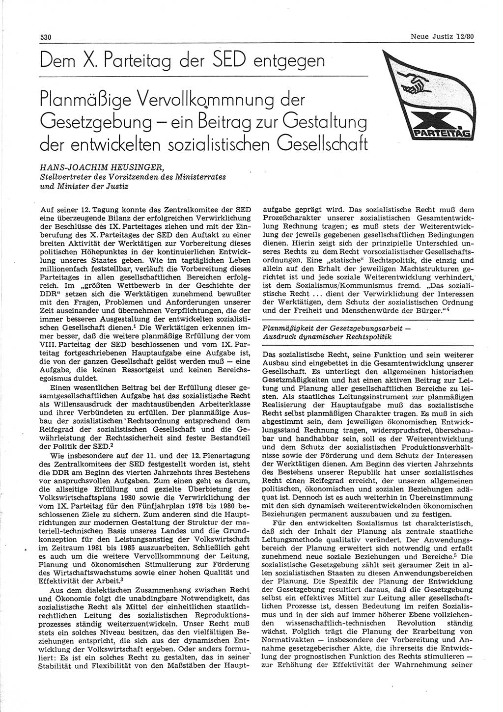 Neue Justiz (NJ), Zeitschrift für sozialistisches Recht und Gesetzlichkeit [Deutsche Demokratische Republik (DDR)], 34. Jahrgang 1980, Seite 530 (NJ DDR 1980, S. 530)