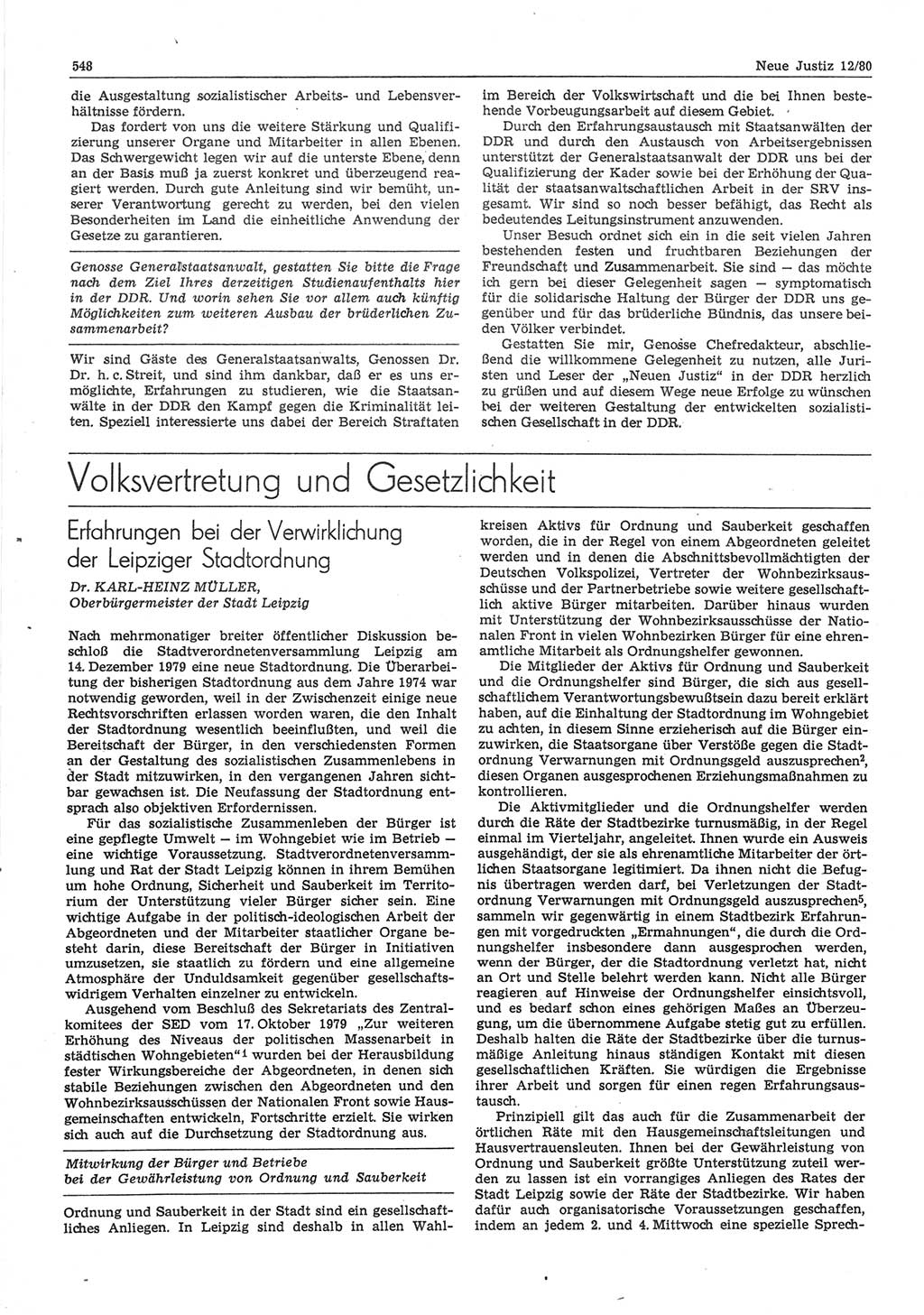 Neue Justiz (NJ), Zeitschrift für sozialistisches Recht und Gesetzlichkeit [Deutsche Demokratische Republik (DDR)], 34. Jahrgang 1980, Seite 548 (NJ DDR 1980, S. 548)