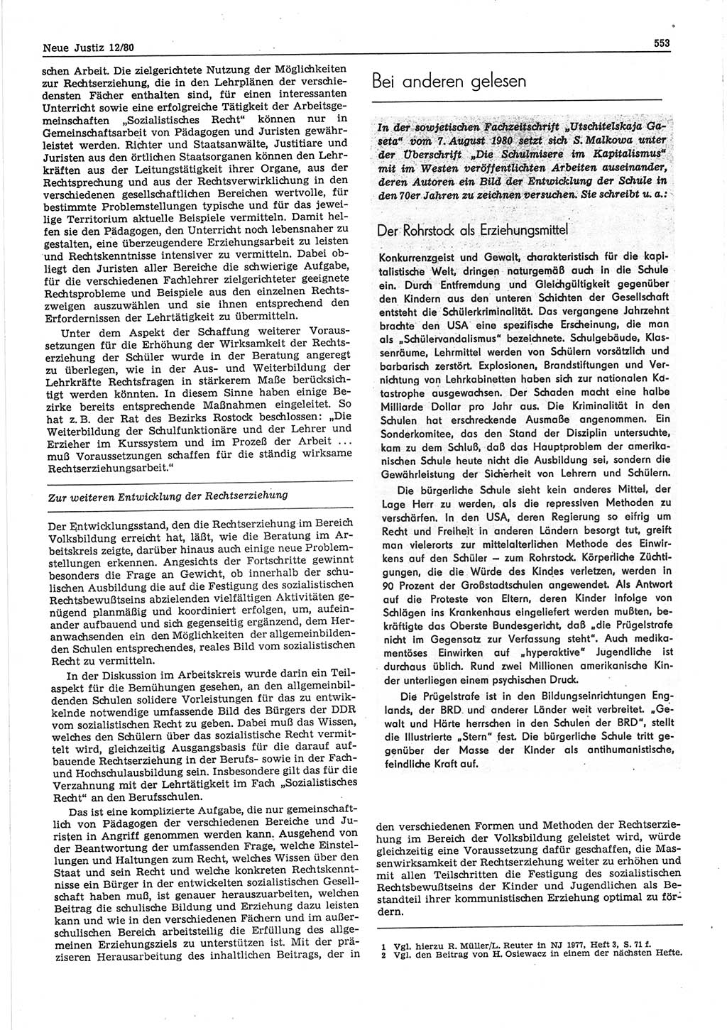 Neue Justiz (NJ), Zeitschrift für sozialistisches Recht und Gesetzlichkeit [Deutsche Demokratische Republik (DDR)], 34. Jahrgang 1980, Seite 553 (NJ DDR 1980, S. 553)