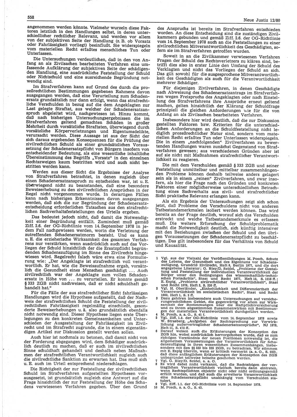 Neue Justiz (NJ), Zeitschrift für sozialistisches Recht und Gesetzlichkeit [Deutsche Demokratische Republik (DDR)], 34. Jahrgang 1980, Seite 558 (NJ DDR 1980, S. 558)