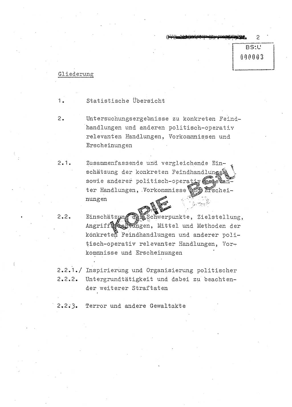 Jahresbericht der Hauptabteilung (HA) Ⅸ 1981, Analyse über die Entwicklung und die Wirksamkeit der politisch-operativen Arbeit der Linie Ⅸ in der Zeit vom 1. Januar 1981 bis 30. September 1981, Ministerium für Staatssicherheit (MfS) der Deutschen Demokratischen Republik (DDR), Hauptabteilung Ⅸ, Berlin 1981, Seite 2 (Anal. MfS DDR HA Ⅸ /81 1981, S. 2)