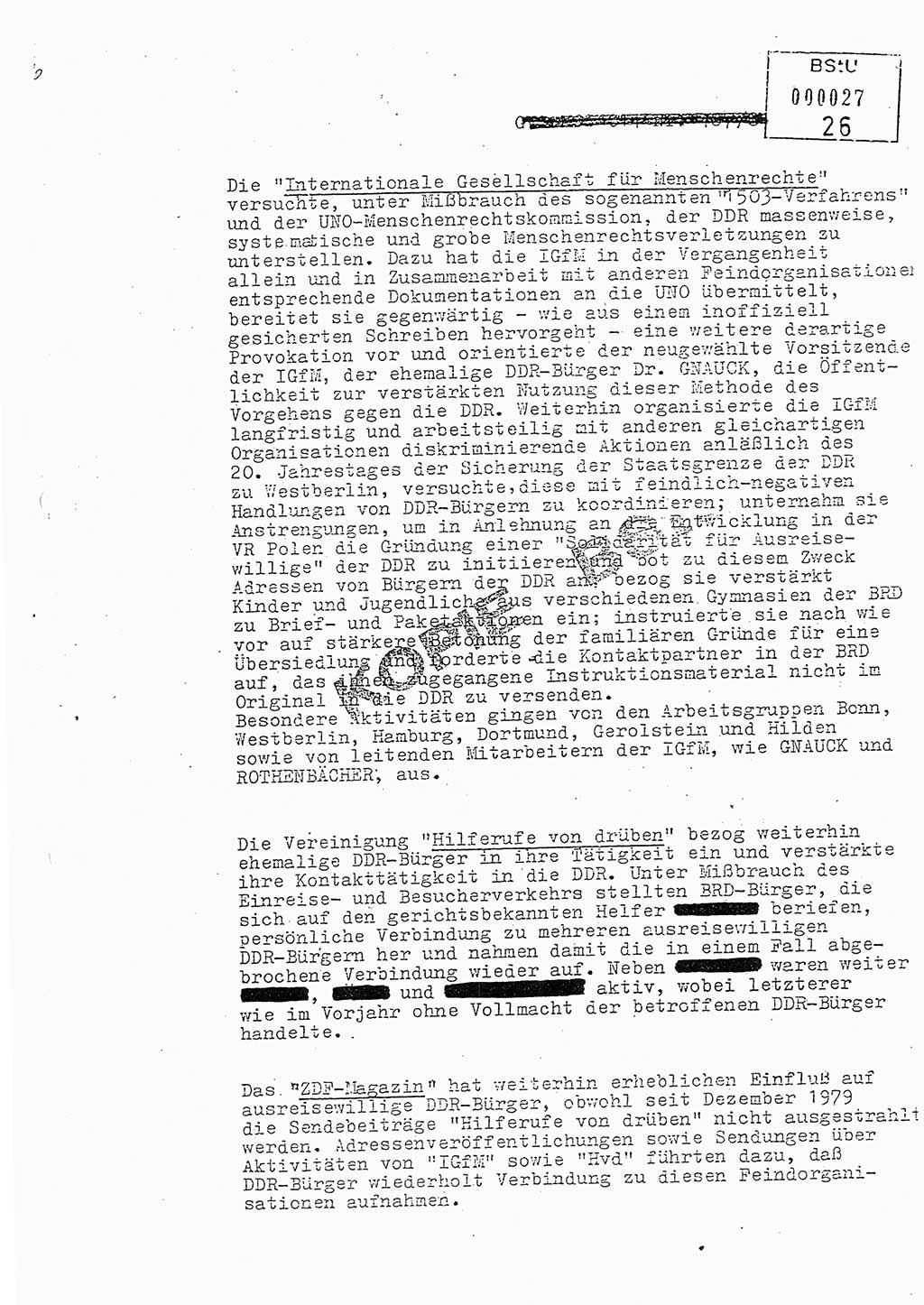 Jahresbericht der Hauptabteilung (HA) Ⅸ 1981, Analyse über die Entwicklung und die Wirksamkeit der politisch-operativen Arbeit der Linie Ⅸ in der Zeit vom 1. Januar 1981 bis 30. September 1981, Ministerium für Staatssicherheit (MfS) der Deutschen Demokratischen Republik (DDR), Hauptabteilung Ⅸ, Berlin 1981, Seite 26 (Anal. MfS DDR HA Ⅸ /81 1981, S. 26)