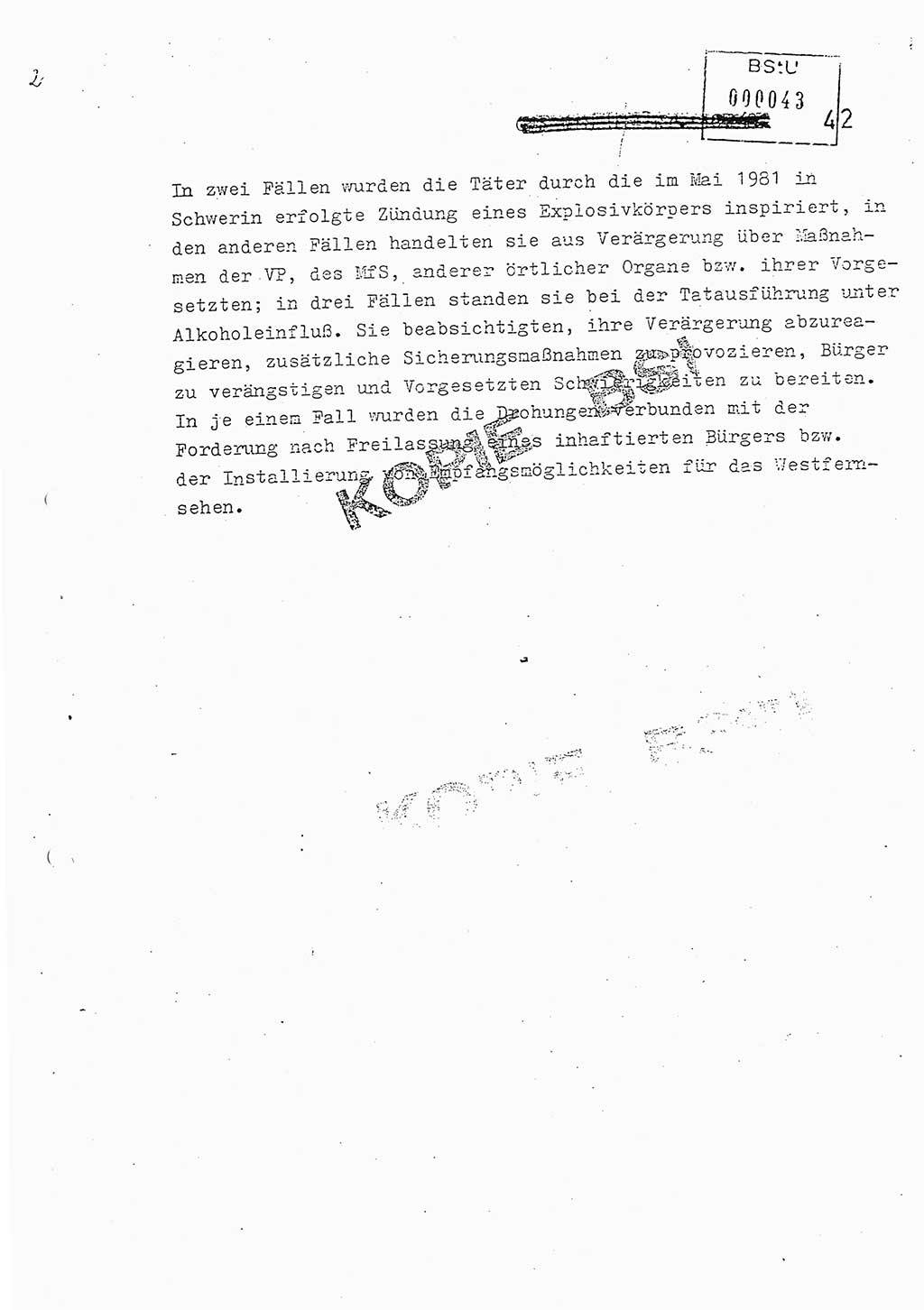 Jahresbericht der Hauptabteilung (HA) Ⅸ 1981, Analyse über die Entwicklung und die Wirksamkeit der politisch-operativen Arbeit der Linie Ⅸ in der Zeit vom 1. Januar 1981 bis 30. September 1981, Ministerium für Staatssicherheit (MfS) der Deutschen Demokratischen Republik (DDR), Hauptabteilung Ⅸ, Berlin 1981, Seite 42 (Anal. MfS DDR HA Ⅸ /81 1981, S. 42)