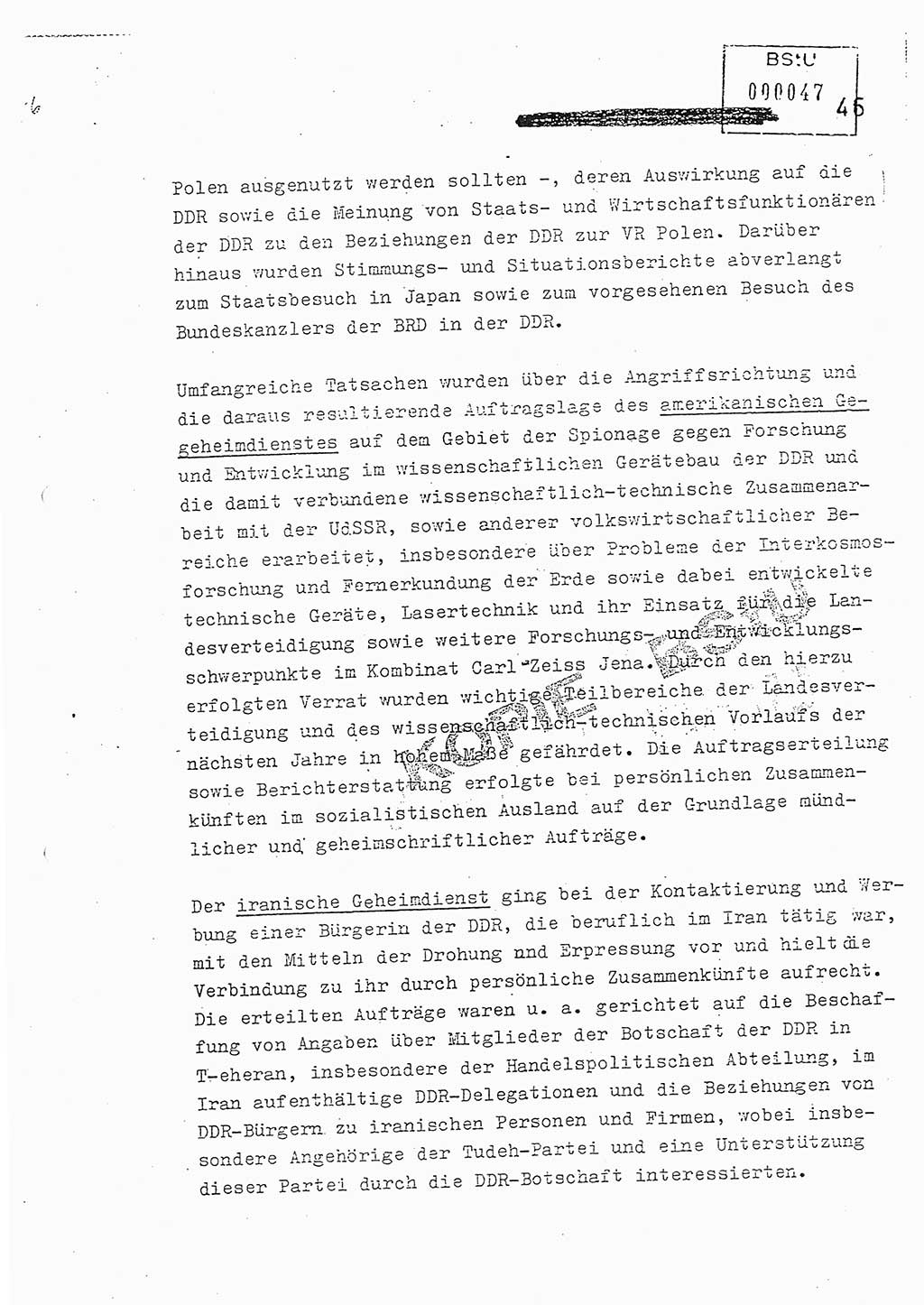 Jahresbericht der Hauptabteilung (HA) Ⅸ 1981, Analyse über die Entwicklung und die Wirksamkeit der politisch-operativen Arbeit der Linie Ⅸ in der Zeit vom 1. Januar 1981 bis 30. September 1981, Ministerium für Staatssicherheit (MfS) der Deutschen Demokratischen Republik (DDR), Hauptabteilung Ⅸ, Berlin 1981, Seite 46 (Anal. MfS DDR HA Ⅸ /81 1981, S. 46)