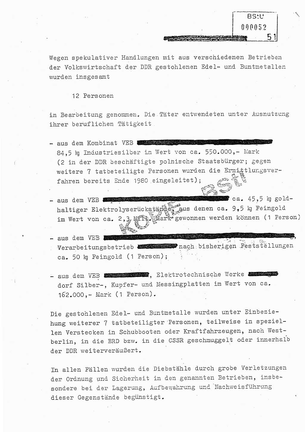 Jahresbericht der Hauptabteilung (HA) Ⅸ 1981, Analyse über die Entwicklung und die Wirksamkeit der politisch-operativen Arbeit der Linie Ⅸ in der Zeit vom 1. Januar 1981 bis 30. September 1981, Ministerium für Staatssicherheit (MfS) der Deutschen Demokratischen Republik (DDR), Hauptabteilung Ⅸ, Berlin 1981, Seite 51 (Anal. MfS DDR HA Ⅸ /81 1981, S. 51)