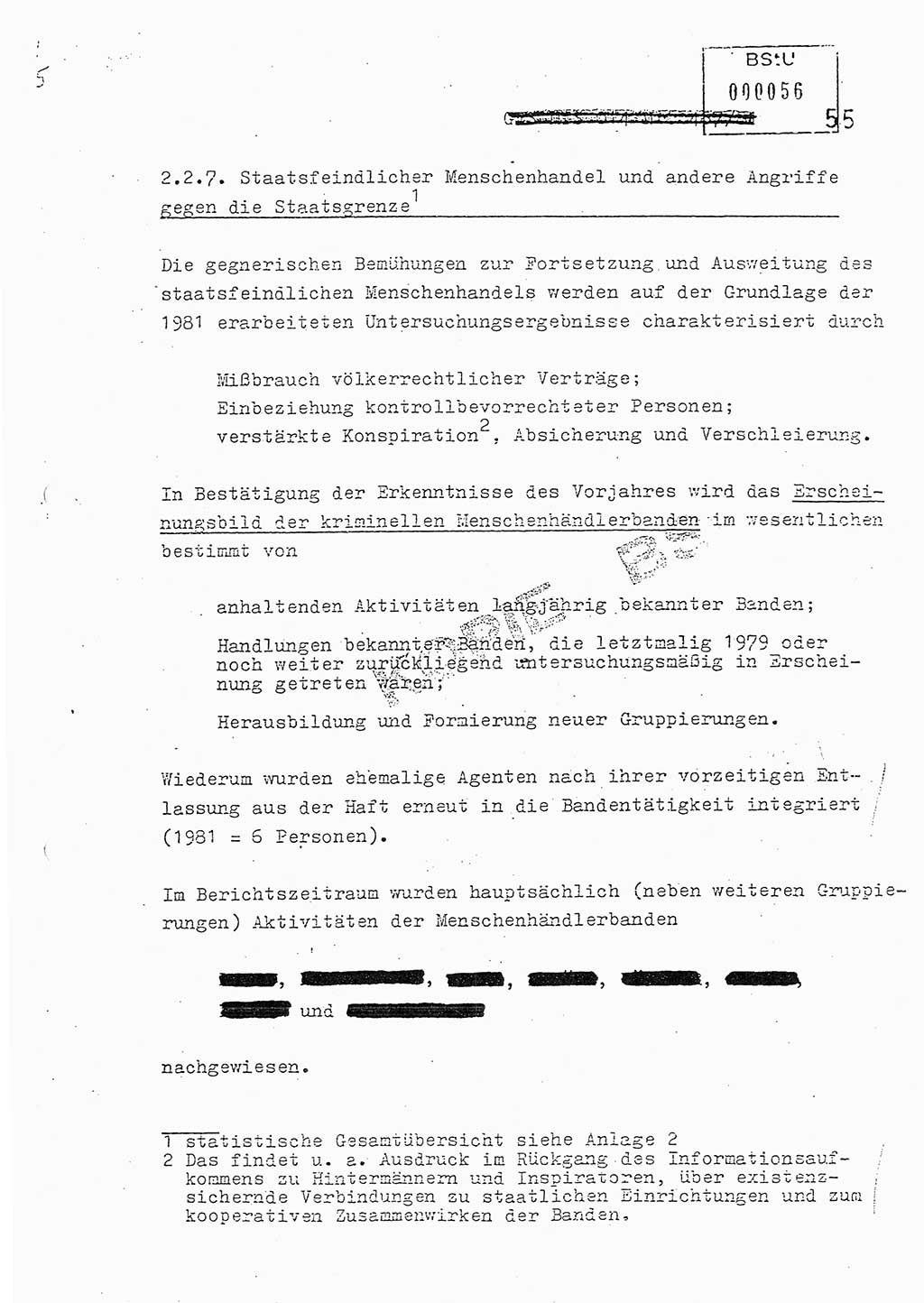 Jahresbericht der Hauptabteilung (HA) Ⅸ 1981, Analyse über die Entwicklung und die Wirksamkeit der politisch-operativen Arbeit der Linie Ⅸ in der Zeit vom 1. Januar 1981 bis 30. September 1981, Ministerium für Staatssicherheit (MfS) der Deutschen Demokratischen Republik (DDR), Hauptabteilung Ⅸ, Berlin 1981, Seite 55 (Anal. MfS DDR HA Ⅸ /81 1981, S. 55)