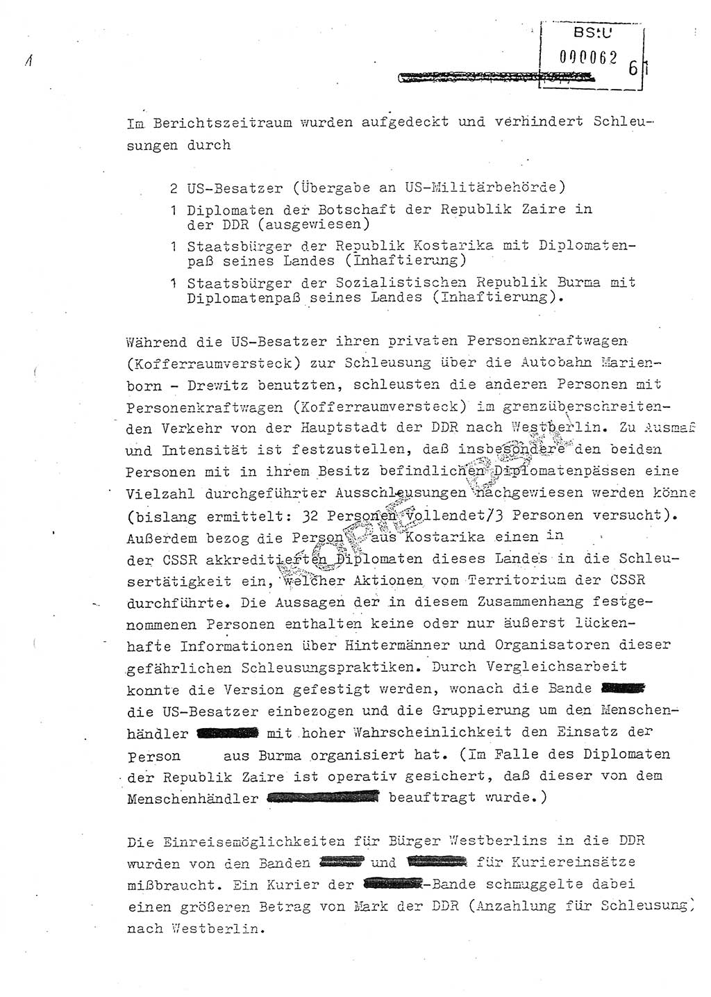 Jahresbericht der Hauptabteilung (HA) Ⅸ 1981, Analyse über die Entwicklung und die Wirksamkeit der politisch-operativen Arbeit der Linie Ⅸ in der Zeit vom 1. Januar 1981 bis 30. September 1981, Ministerium für Staatssicherheit (MfS) der Deutschen Demokratischen Republik (DDR), Hauptabteilung Ⅸ, Berlin 1981, Seite 61 (Anal. MfS DDR HA Ⅸ /81 1981, S. 61)