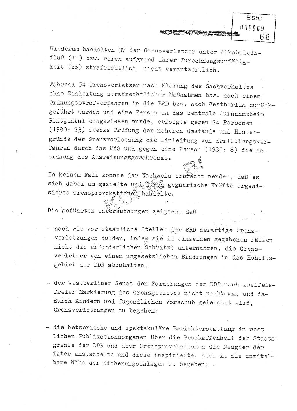 Jahresbericht der Hauptabteilung (HA) Ⅸ 1981, Analyse über die Entwicklung und die Wirksamkeit der politisch-operativen Arbeit der Linie Ⅸ in der Zeit vom 1. Januar 1981 bis 30. September 1981, Ministerium für Staatssicherheit (MfS) der Deutschen Demokratischen Republik (DDR), Hauptabteilung Ⅸ, Berlin 1981, Seite 68 (Anal. MfS DDR HA Ⅸ /81 1981, S. 68)