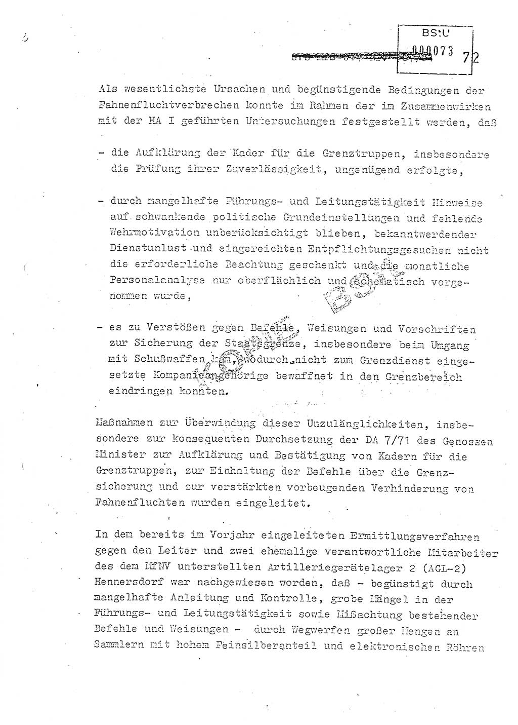 Jahresbericht der Hauptabteilung (HA) Ⅸ 1981, Analyse über die Entwicklung und die Wirksamkeit der politisch-operativen Arbeit der Linie Ⅸ in der Zeit vom 1. Januar 1981 bis 30. September 1981, Ministerium für Staatssicherheit (MfS) der Deutschen Demokratischen Republik (DDR), Hauptabteilung Ⅸ, Berlin 1981, Seite 72 (Anal. MfS DDR HA Ⅸ /81 1981, S. 72)