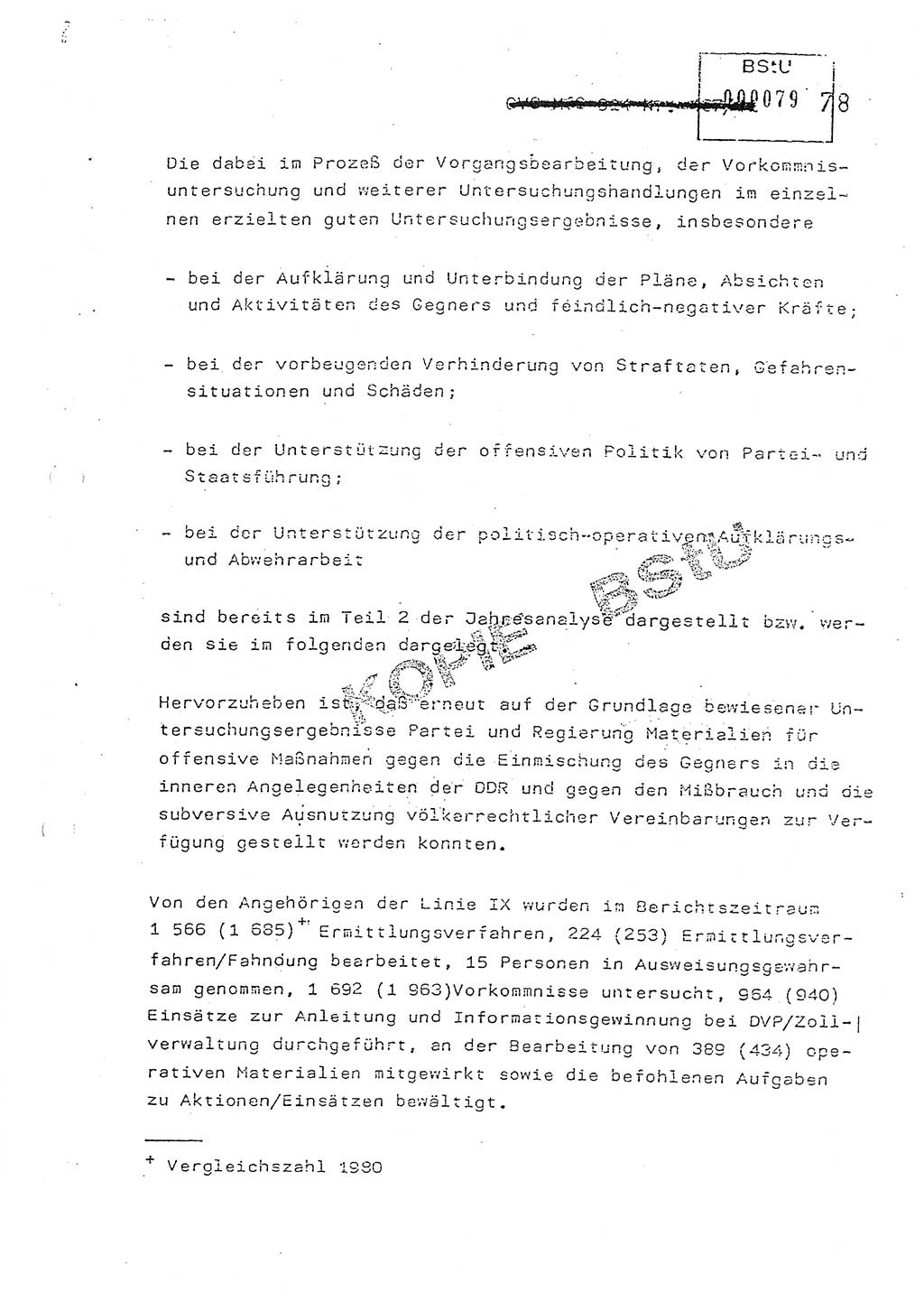 Jahresbericht der Hauptabteilung (HA) Ⅸ 1981, Analyse über die Entwicklung und die Wirksamkeit der politisch-operativen Arbeit der Linie Ⅸ in der Zeit vom 1. Januar 1981 bis 30. September 1981, Ministerium für Staatssicherheit (MfS) der Deutschen Demokratischen Republik (DDR), Hauptabteilung Ⅸ, Berlin 1981, Seite 78 (Anal. MfS DDR HA Ⅸ /81 1981, S. 78)