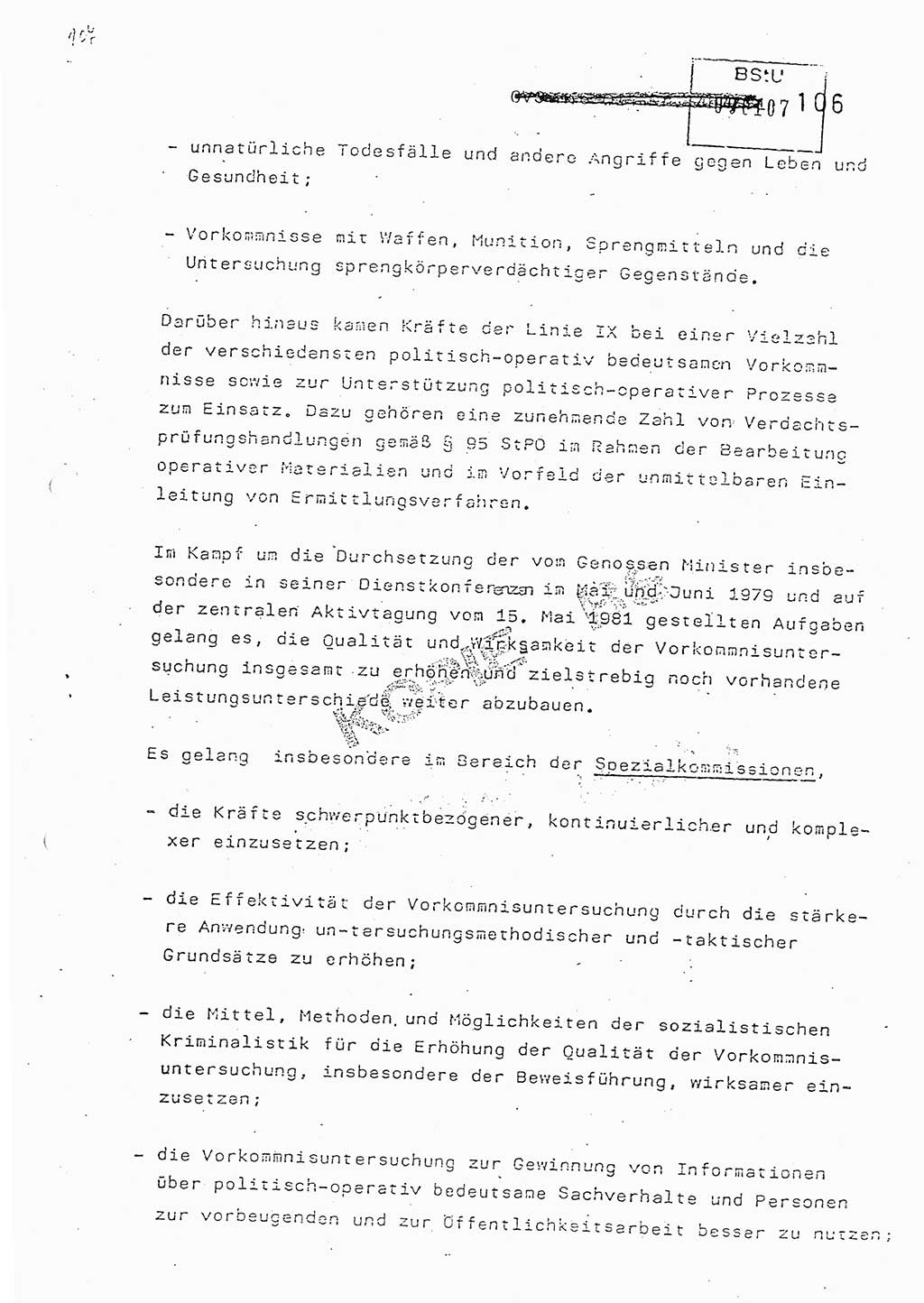 Jahresbericht der Hauptabteilung (HA) Ⅸ 1981, Analyse über die Entwicklung und die Wirksamkeit der politisch-operativen Arbeit der Linie Ⅸ in der Zeit vom 1. Januar 1981 bis 30. September 1981, Ministerium für Staatssicherheit (MfS) der Deutschen Demokratischen Republik (DDR), Hauptabteilung Ⅸ, Berlin 1981, Seite 106 (Anal. MfS DDR HA Ⅸ /81 1981, S. 106)