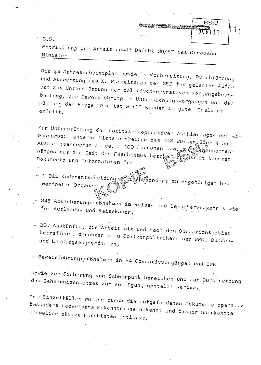 Jahresbericht der Hauptabteilung (HA) Ⅸ 1981, Analyse über die Entwicklung und die Wirksamkeit der politisch-operativen Arbeit der Linie Ⅸ in der Zeit vom 1. Januar 1981 bis 30. September 1981, Ministerium für Staatssicherheit (MfS) der Deutschen Demokratischen Republik (DDR), Hauptabteilung Ⅸ, Berlin 1981, Seite 111 (Anal. MfS DDR HA Ⅸ /81 1981, S. 111)