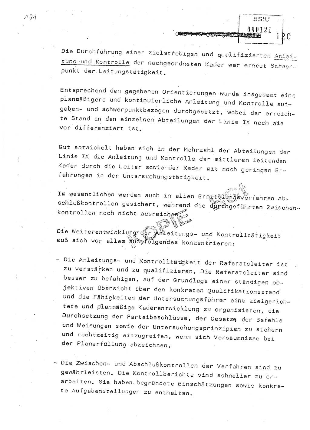 Jahresbericht der Hauptabteilung (HA) Ⅸ 1981, Analyse über die Entwicklung und die Wirksamkeit der politisch-operativen Arbeit der Linie Ⅸ in der Zeit vom 1. Januar 1981 bis 30. September 1981, Ministerium für Staatssicherheit (MfS) der Deutschen Demokratischen Republik (DDR), Hauptabteilung Ⅸ, Berlin 1981, Seite 120 (Anal. MfS DDR HA Ⅸ /81 1981, S. 120)