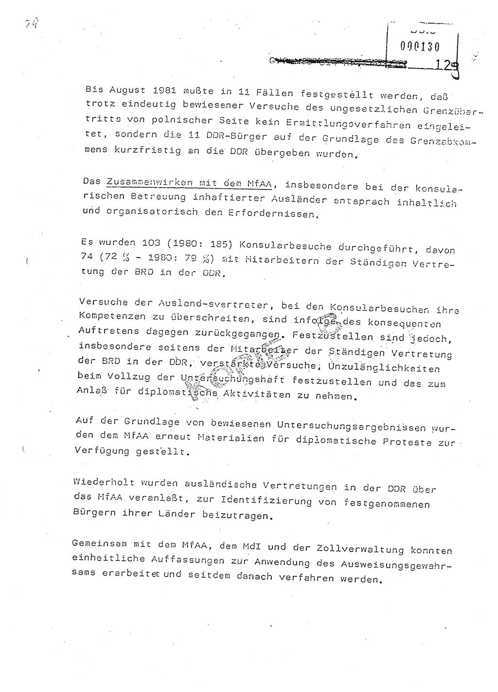 Jahresbericht der Hauptabteilung (HA) Ⅸ 1981, Analyse über die Entwicklung und die Wirksamkeit der politisch-operativen Arbeit der Linie Ⅸ in der Zeit vom 1. Januar 1981 bis 30. September 1981, Ministerium für Staatssicherheit (MfS) der Deutschen Demokratischen Republik (DDR), Hauptabteilung Ⅸ, Berlin 1981, Seite 129 (Anal. MfS DDR HA Ⅸ /81 1981, S. 129)