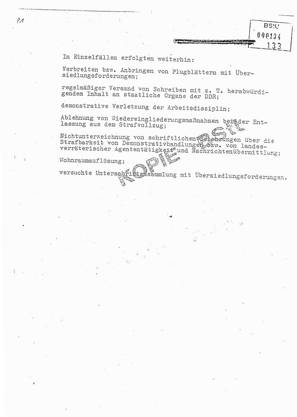 Jahresbericht der Hauptabteilung (HA) Ⅸ 1981, Analyse über die Entwicklung und die Wirksamkeit der politisch-operativen Arbeit der Linie Ⅸ in der Zeit vom 1. Januar 1981 bis 30. September 1981, Ministerium für Staatssicherheit (MfS) der Deutschen Demokratischen Republik (DDR), Hauptabteilung Ⅸ, Berlin 1981, Seite 133 (Anal. MfS DDR HA Ⅸ /81 1981, S. 133)