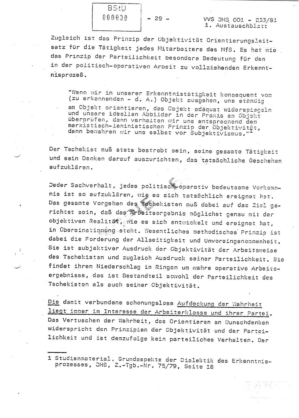 Dissertation Oberstleutnant Horst Zank (JHS), Oberstleutnant Dr. Karl-Heinz Knoblauch (JHS), Oberstleutnant Gustav-Adolf Kowalewski (HA Ⅸ), Oberstleutnant Wolfgang Plötner (HA Ⅸ), Ministerium für Staatssicherheit (MfS) [Deutsche Demokratische Republik (DDR)], Juristische Hochschule (JHS), Vertrauliche Verschlußsache (VVS) o001-233/81, Potsdam 1981, Blatt 30 (Diss. MfS DDR JHS VVS o001-233/81 1981, Bl. 30)