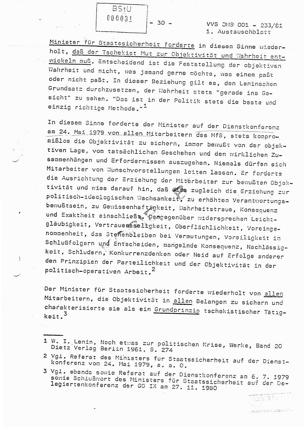 Dissertation Oberstleutnant Horst Zank (JHS), Oberstleutnant Dr. Karl-Heinz Knoblauch (JHS), Oberstleutnant Gustav-Adolf Kowalewski (HA Ⅸ), Oberstleutnant Wolfgang Plötner (HA Ⅸ), Ministerium für Staatssicherheit (MfS) [Deutsche Demokratische Republik (DDR)], Juristische Hochschule (JHS), Vertrauliche Verschlußsache (VVS) o001-233/81, Potsdam 1981, Blatt 31 (Diss. MfS DDR JHS VVS o001-233/81 1981, Bl. 31)