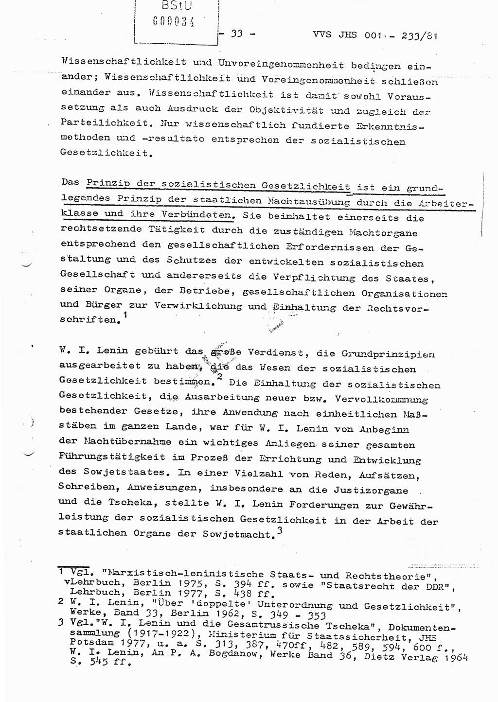 Dissertation Oberstleutnant Horst Zank (JHS), Oberstleutnant Dr. Karl-Heinz Knoblauch (JHS), Oberstleutnant Gustav-Adolf Kowalewski (HA Ⅸ), Oberstleutnant Wolfgang Plötner (HA Ⅸ), Ministerium für Staatssicherheit (MfS) [Deutsche Demokratische Republik (DDR)], Juristische Hochschule (JHS), Vertrauliche Verschlußsache (VVS) o001-233/81, Potsdam 1981, Blatt 34 (Diss. MfS DDR JHS VVS o001-233/81 1981, Bl. 34)