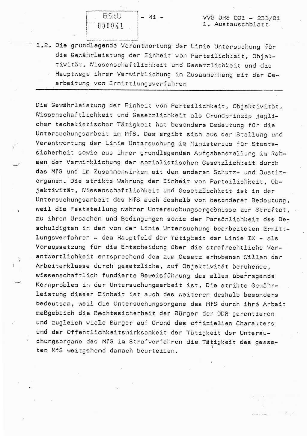 Dissertation Oberstleutnant Horst Zank (JHS), Oberstleutnant Dr. Karl-Heinz Knoblauch (JHS), Oberstleutnant Gustav-Adolf Kowalewski (HA Ⅸ), Oberstleutnant Wolfgang Plötner (HA Ⅸ), Ministerium für Staatssicherheit (MfS) [Deutsche Demokratische Republik (DDR)], Juristische Hochschule (JHS), Vertrauliche Verschlußsache (VVS) o001-233/81, Potsdam 1981, Blatt 41 (Diss. MfS DDR JHS VVS o001-233/81 1981, Bl. 41)