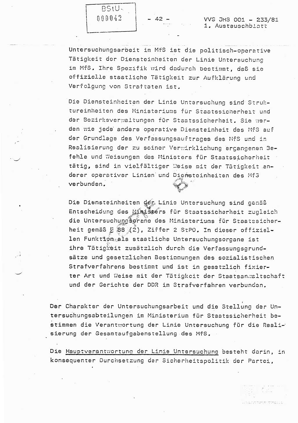 Dissertation Oberstleutnant Horst Zank (JHS), Oberstleutnant Dr. Karl-Heinz Knoblauch (JHS), Oberstleutnant Gustav-Adolf Kowalewski (HA Ⅸ), Oberstleutnant Wolfgang Plötner (HA Ⅸ), Ministerium für Staatssicherheit (MfS) [Deutsche Demokratische Republik (DDR)], Juristische Hochschule (JHS), Vertrauliche Verschlußsache (VVS) o001-233/81, Potsdam 1981, Blatt 42 (Diss. MfS DDR JHS VVS o001-233/81 1981, Bl. 42)