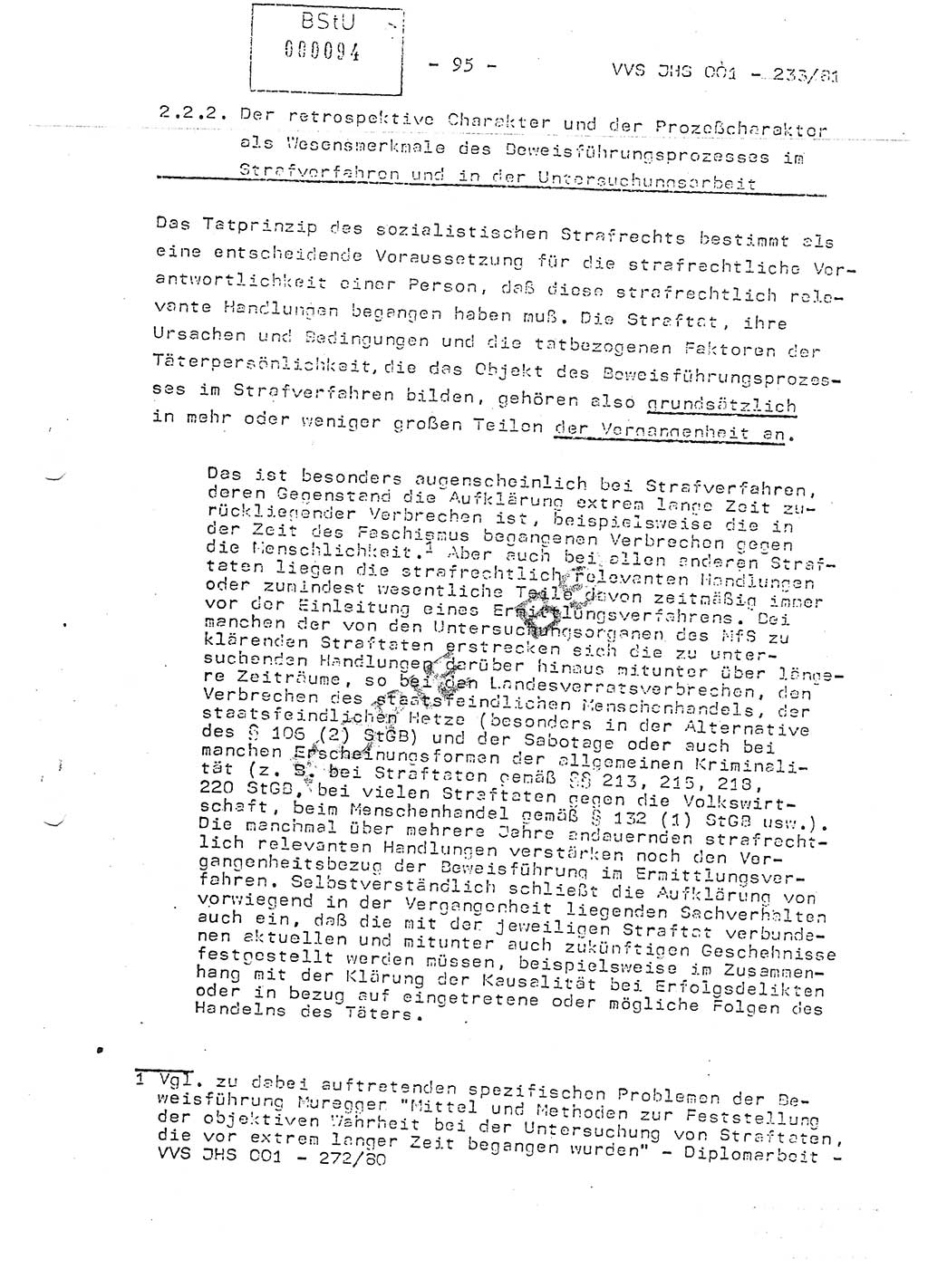 Dissertation Oberstleutnant Horst Zank (JHS), Oberstleutnant Dr. Karl-Heinz Knoblauch (JHS), Oberstleutnant Gustav-Adolf Kowalewski (HA Ⅸ), Oberstleutnant Wolfgang Plötner (HA Ⅸ), Ministerium für Staatssicherheit (MfS) [Deutsche Demokratische Republik (DDR)], Juristische Hochschule (JHS), Vertrauliche Verschlußsache (VVS) o001-233/81, Potsdam 1981, Blatt 95 (Diss. MfS DDR JHS VVS o001-233/81 1981, Bl. 95)