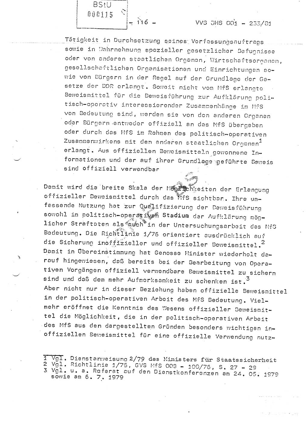 Dissertation Oberstleutnant Horst Zank (JHS), Oberstleutnant Dr. Karl-Heinz Knoblauch (JHS), Oberstleutnant Gustav-Adolf Kowalewski (HA Ⅸ), Oberstleutnant Wolfgang Plötner (HA Ⅸ), Ministerium für Staatssicherheit (MfS) [Deutsche Demokratische Republik (DDR)], Juristische Hochschule (JHS), Vertrauliche Verschlußsache (VVS) o001-233/81, Potsdam 1981, Blatt 116 (Diss. MfS DDR JHS VVS o001-233/81 1981, Bl. 116)