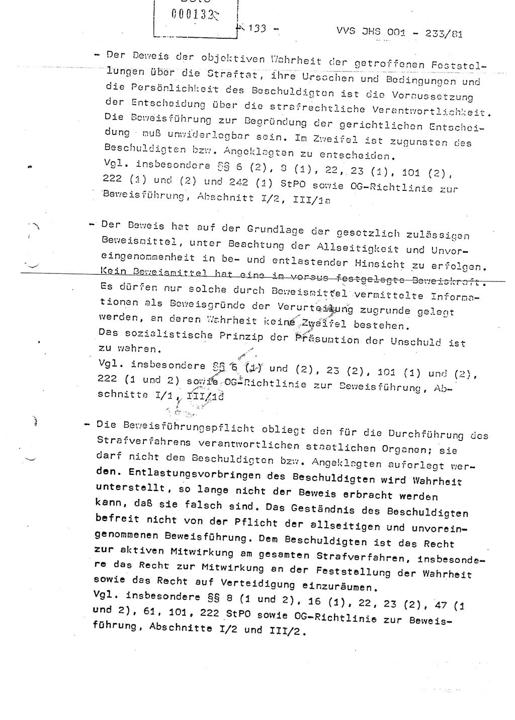 Dissertation Oberstleutnant Horst Zank (JHS), Oberstleutnant Dr. Karl-Heinz Knoblauch (JHS), Oberstleutnant Gustav-Adolf Kowalewski (HA Ⅸ), Oberstleutnant Wolfgang Plötner (HA Ⅸ), Ministerium für Staatssicherheit (MfS) [Deutsche Demokratische Republik (DDR)], Juristische Hochschule (JHS), Vertrauliche Verschlußsache (VVS) o001-233/81, Potsdam 1981, Blatt 133 (Diss. MfS DDR JHS VVS o001-233/81 1981, Bl. 133)