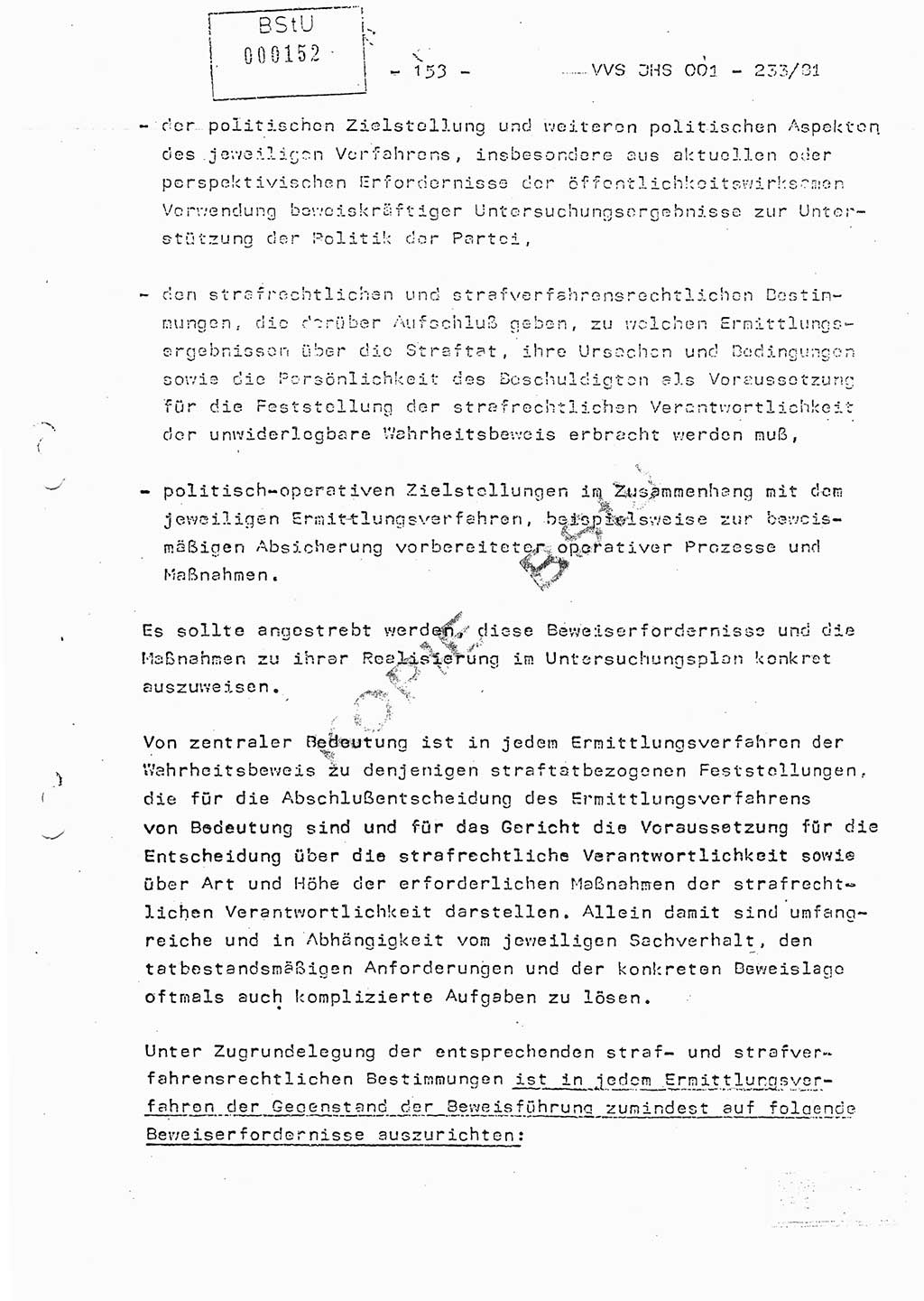 Dissertation Oberstleutnant Horst Zank (JHS), Oberstleutnant Dr. Karl-Heinz Knoblauch (JHS), Oberstleutnant Gustav-Adolf Kowalewski (HA Ⅸ), Oberstleutnant Wolfgang Plötner (HA Ⅸ), Ministerium für Staatssicherheit (MfS) [Deutsche Demokratische Republik (DDR)], Juristische Hochschule (JHS), Vertrauliche Verschlußsache (VVS) o001-233/81, Potsdam 1981, Blatt 153 (Diss. MfS DDR JHS VVS o001-233/81 1981, Bl. 153)