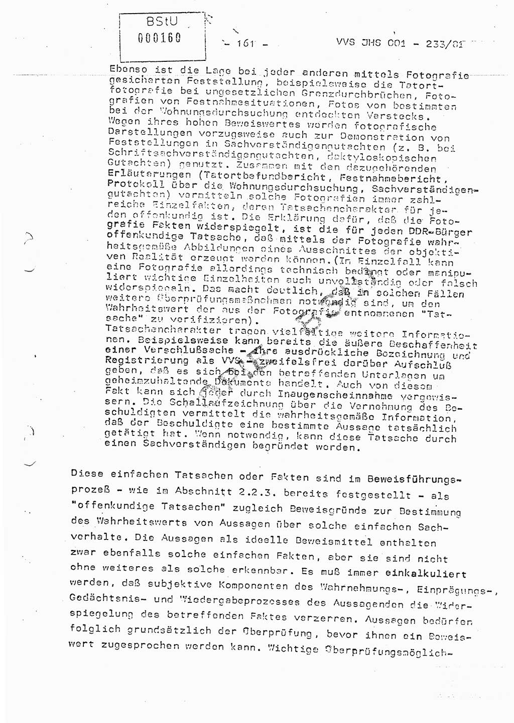 Dissertation Oberstleutnant Horst Zank (JHS), Oberstleutnant Dr. Karl-Heinz Knoblauch (JHS), Oberstleutnant Gustav-Adolf Kowalewski (HA Ⅸ), Oberstleutnant Wolfgang Plötner (HA Ⅸ), Ministerium für Staatssicherheit (MfS) [Deutsche Demokratische Republik (DDR)], Juristische Hochschule (JHS), Vertrauliche Verschlußsache (VVS) o001-233/81, Potsdam 1981, Blatt 161 (Diss. MfS DDR JHS VVS o001-233/81 1981, Bl. 161)