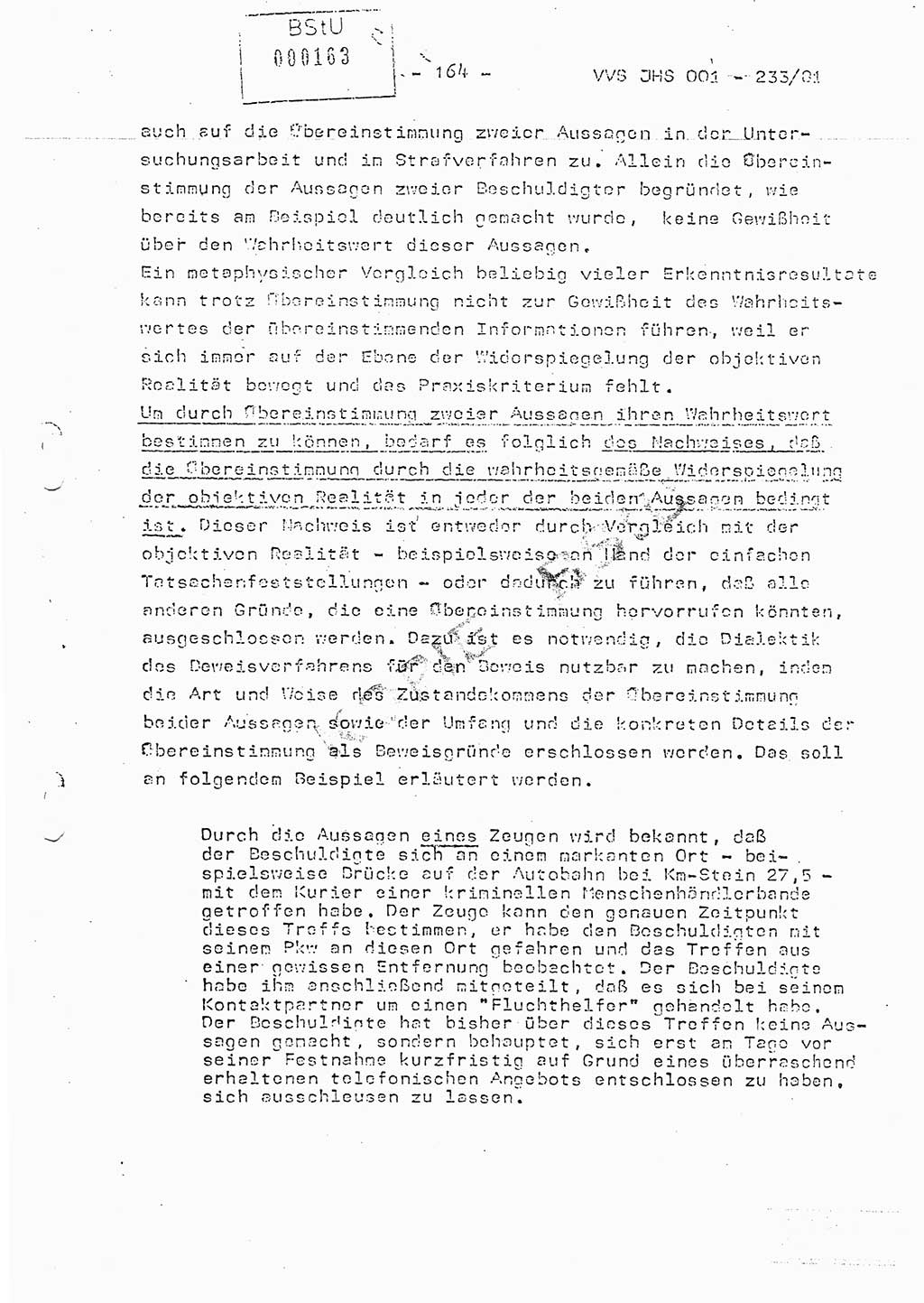 Dissertation Oberstleutnant Horst Zank (JHS), Oberstleutnant Dr. Karl-Heinz Knoblauch (JHS), Oberstleutnant Gustav-Adolf Kowalewski (HA Ⅸ), Oberstleutnant Wolfgang Plötner (HA Ⅸ), Ministerium für Staatssicherheit (MfS) [Deutsche Demokratische Republik (DDR)], Juristische Hochschule (JHS), Vertrauliche Verschlußsache (VVS) o001-233/81, Potsdam 1981, Blatt 164 (Diss. MfS DDR JHS VVS o001-233/81 1981, Bl. 164)