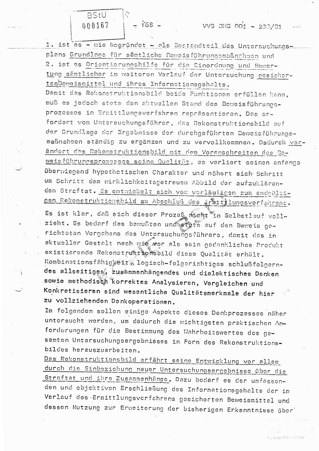 Dissertation Oberstleutnant Horst Zank (JHS), Oberstleutnant Dr. Karl-Heinz Knoblauch (JHS), Oberstleutnant Gustav-Adolf Kowalewski (HA Ⅸ), Oberstleutnant Wolfgang Plötner (HA Ⅸ), Ministerium für Staatssicherheit (MfS) [Deutsche Demokratische Republik (DDR)], Juristische Hochschule (JHS), Vertrauliche Verschlußsache (VVS) o001-233/81, Potsdam 1981, Blatt 168 (Diss. MfS DDR JHS VVS o001-233/81 1981, Bl. 168)
